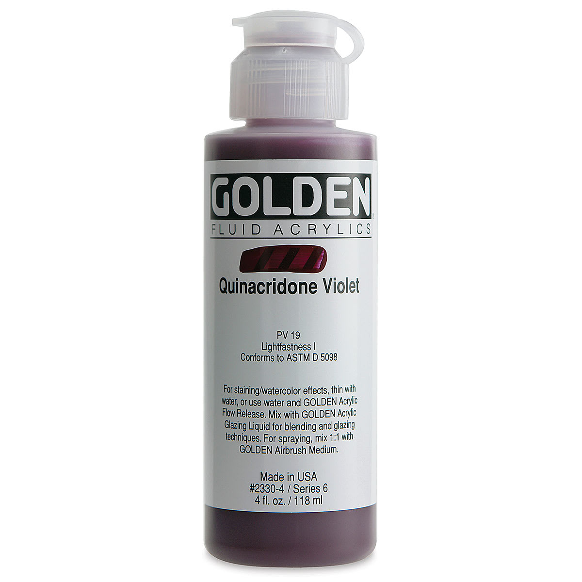 Golden Fluid Acrylics - Quinacridone Violet, 4 oz bottle
