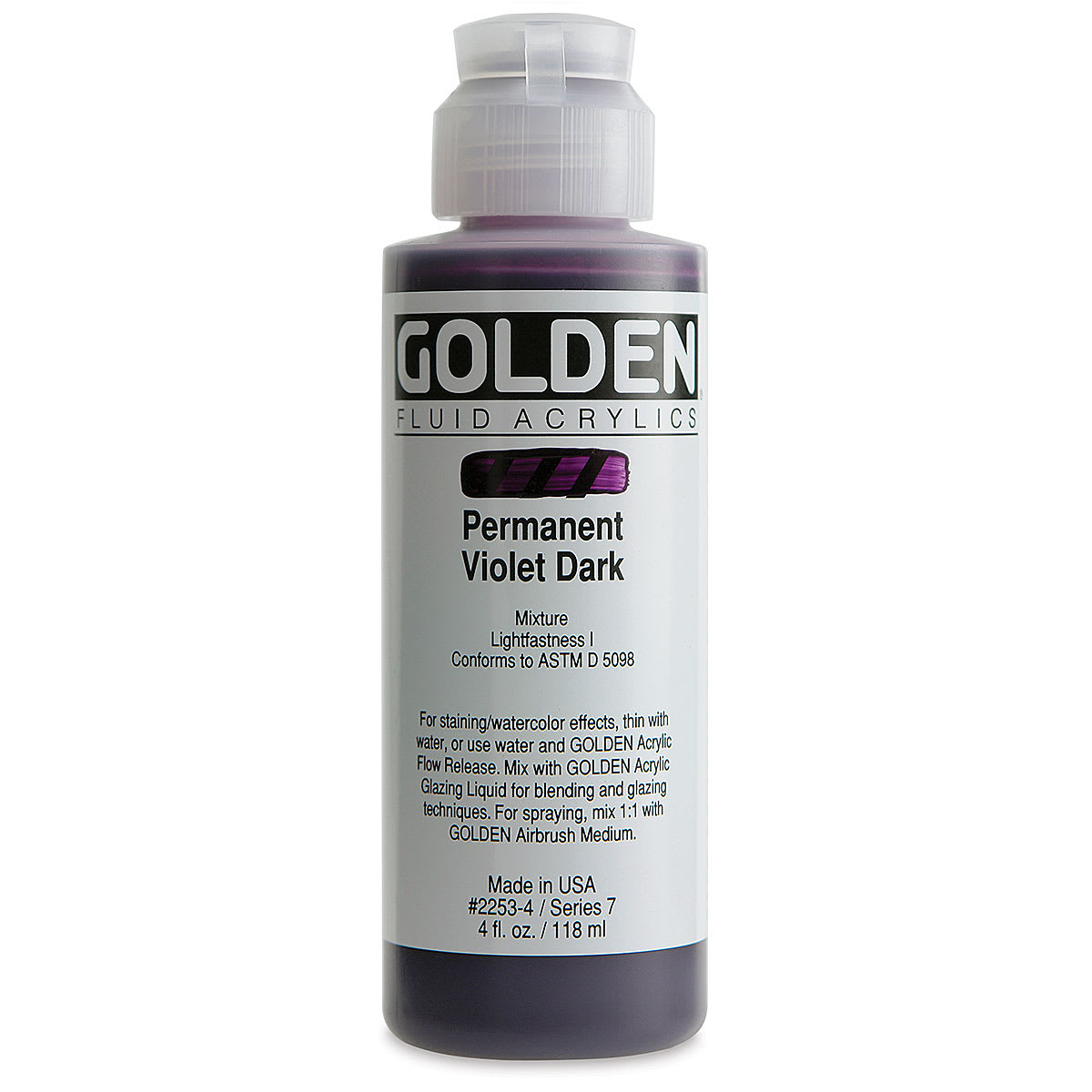 Golden Fluid Acrylics - Permanent Violet Dark, 4 oz bottle