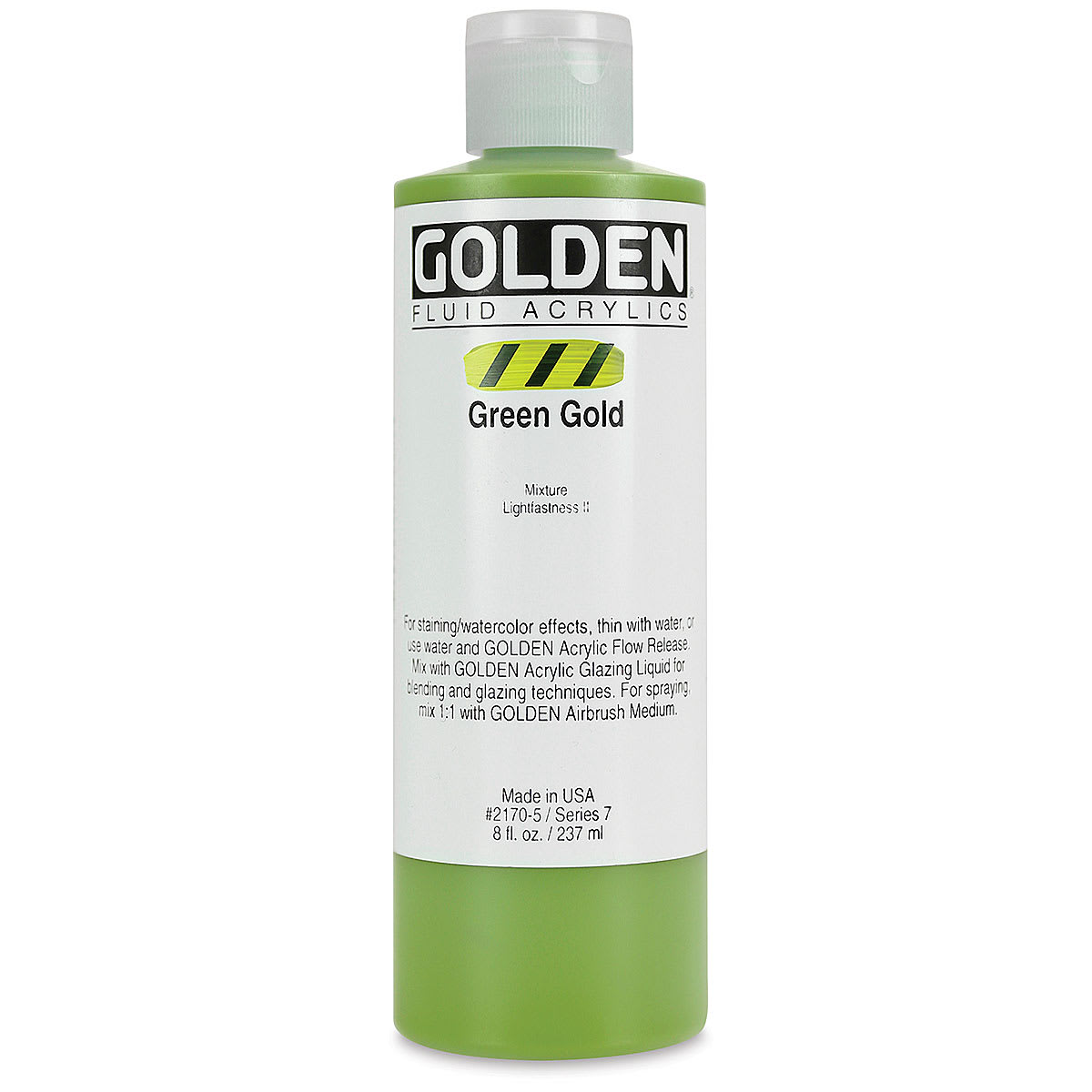 Golden Fluid Acrylics - Green Gold, 8 oz bottle