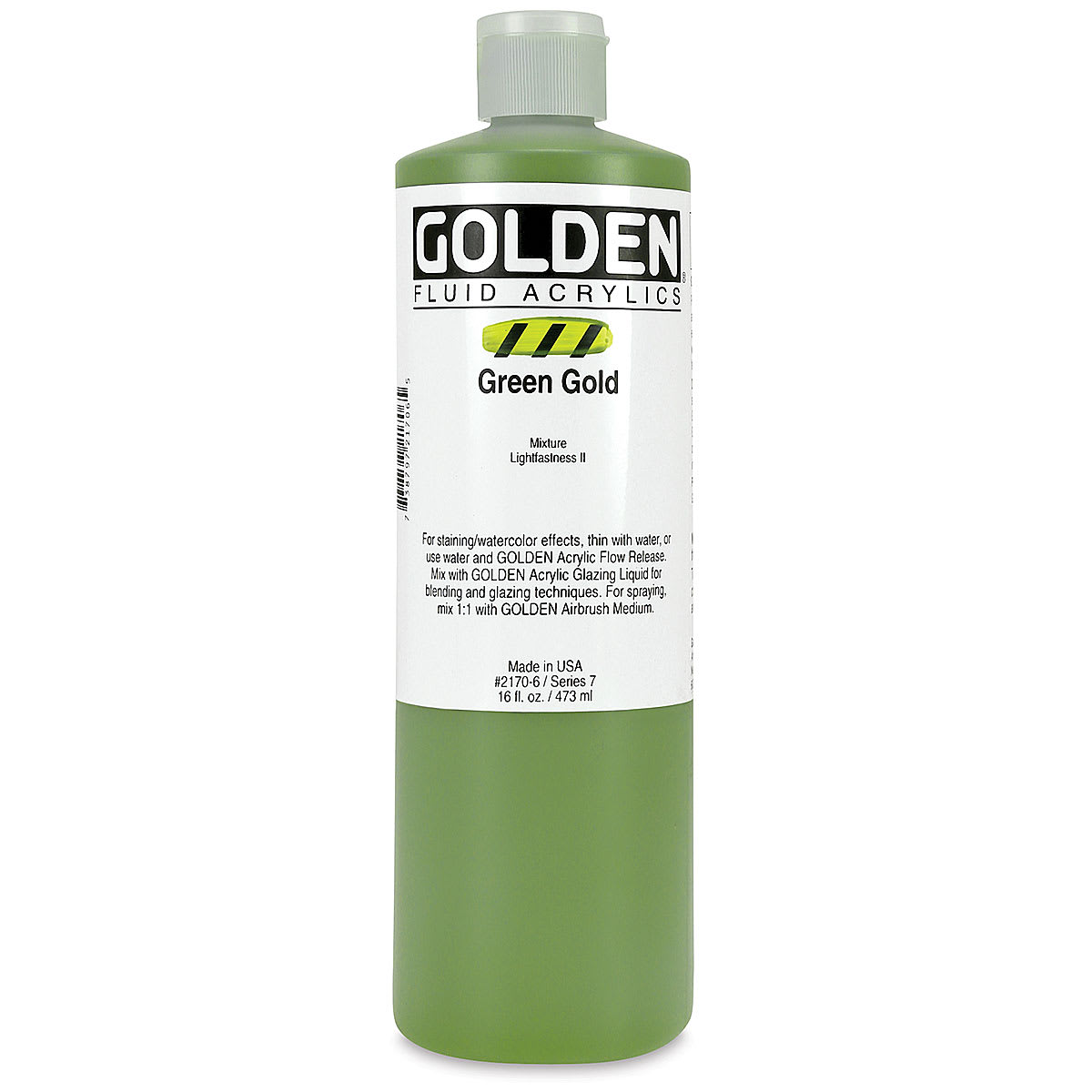 Golden Fluid Acrylics - Green Gold, 16 oz bottle