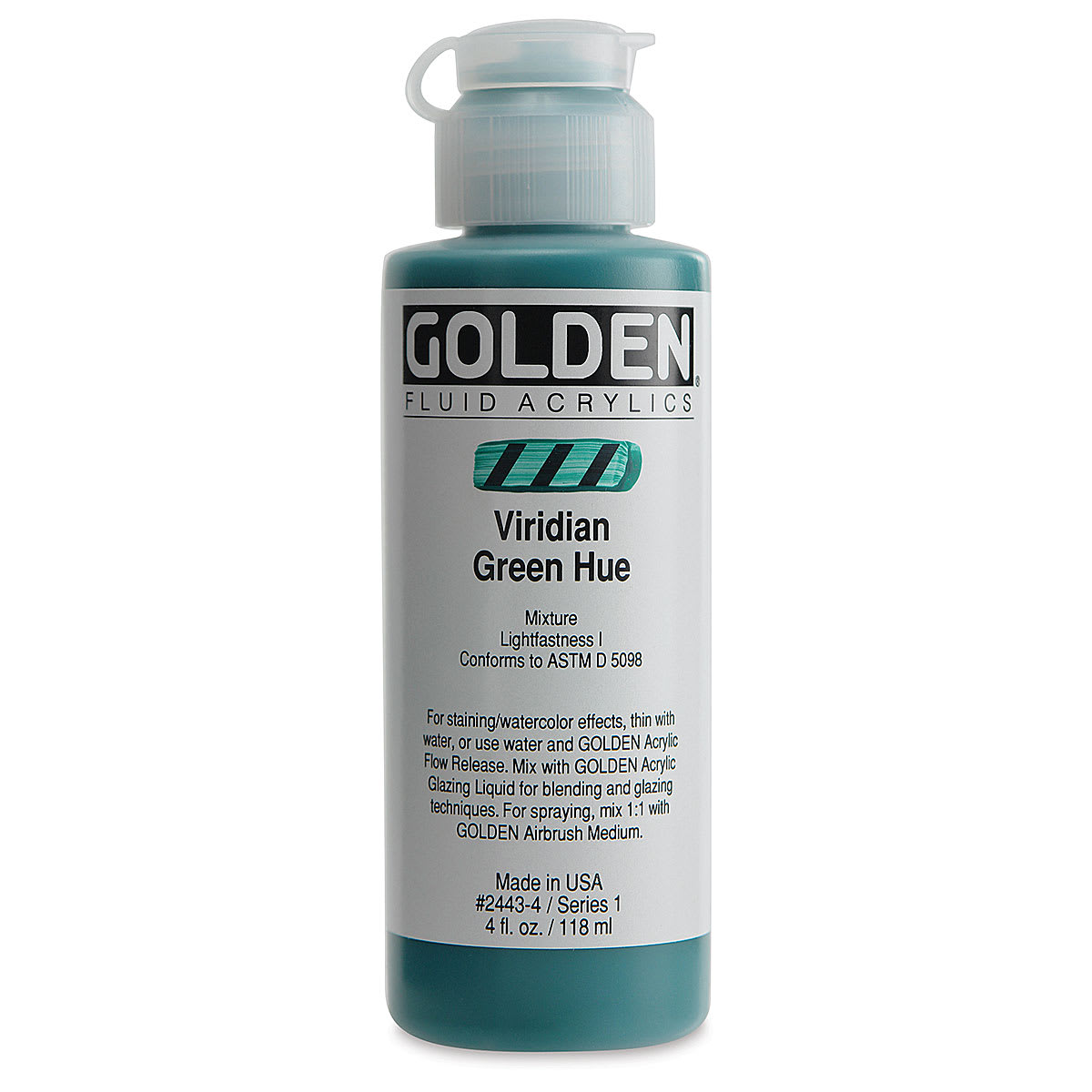 Golden Fluid Acrylics - Viridian Green Historical Hue, 4 oz bottle