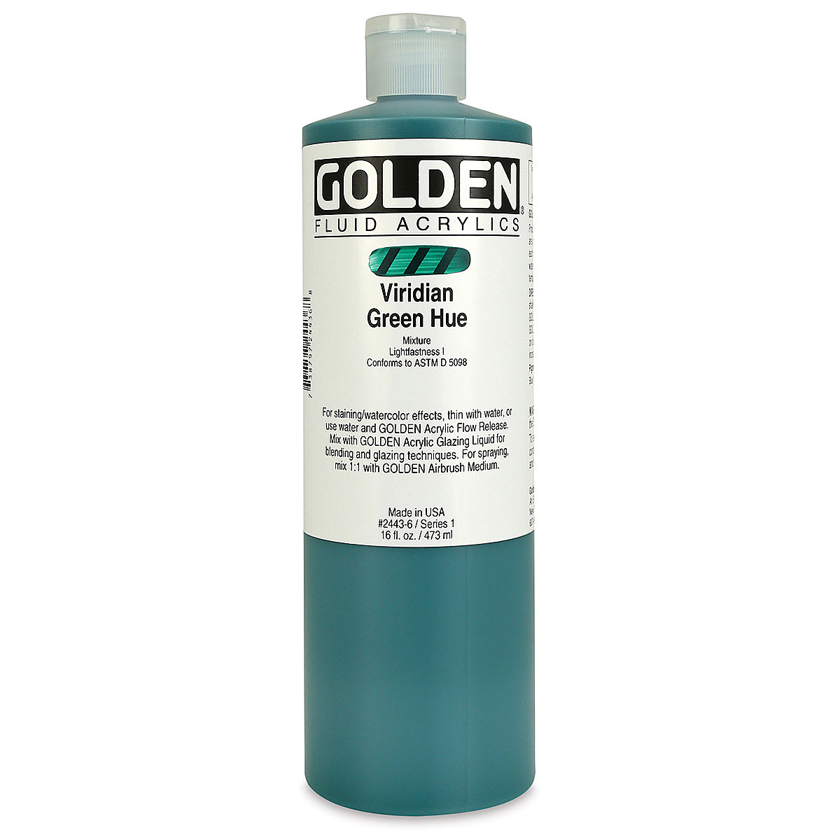 Golden Fluid Acrylics - Viridian Green Historical Hue, 16 oz bottle