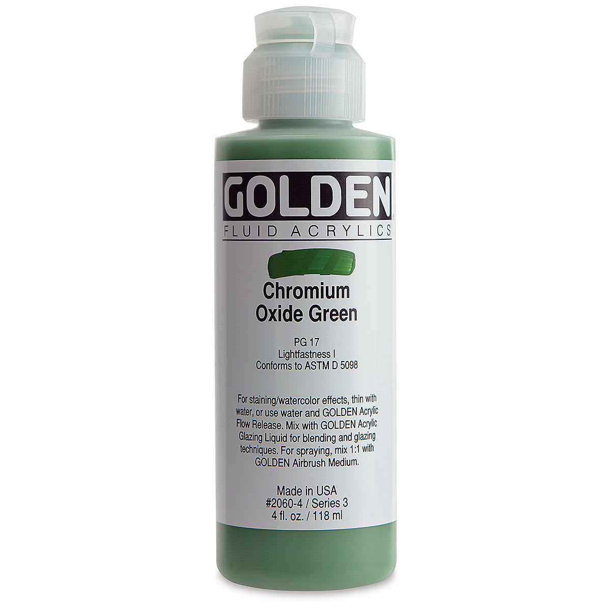 Golden Fluid Acrylics - Chromium Oxide Green, 4 oz bottle