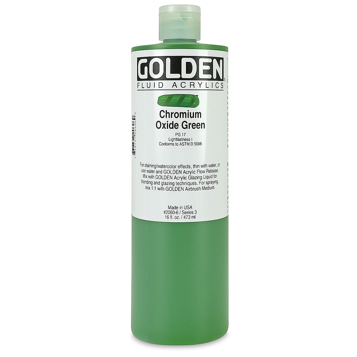 Golden Fluid Acrylics - Chromium Oxide Green, 16 oz bottle