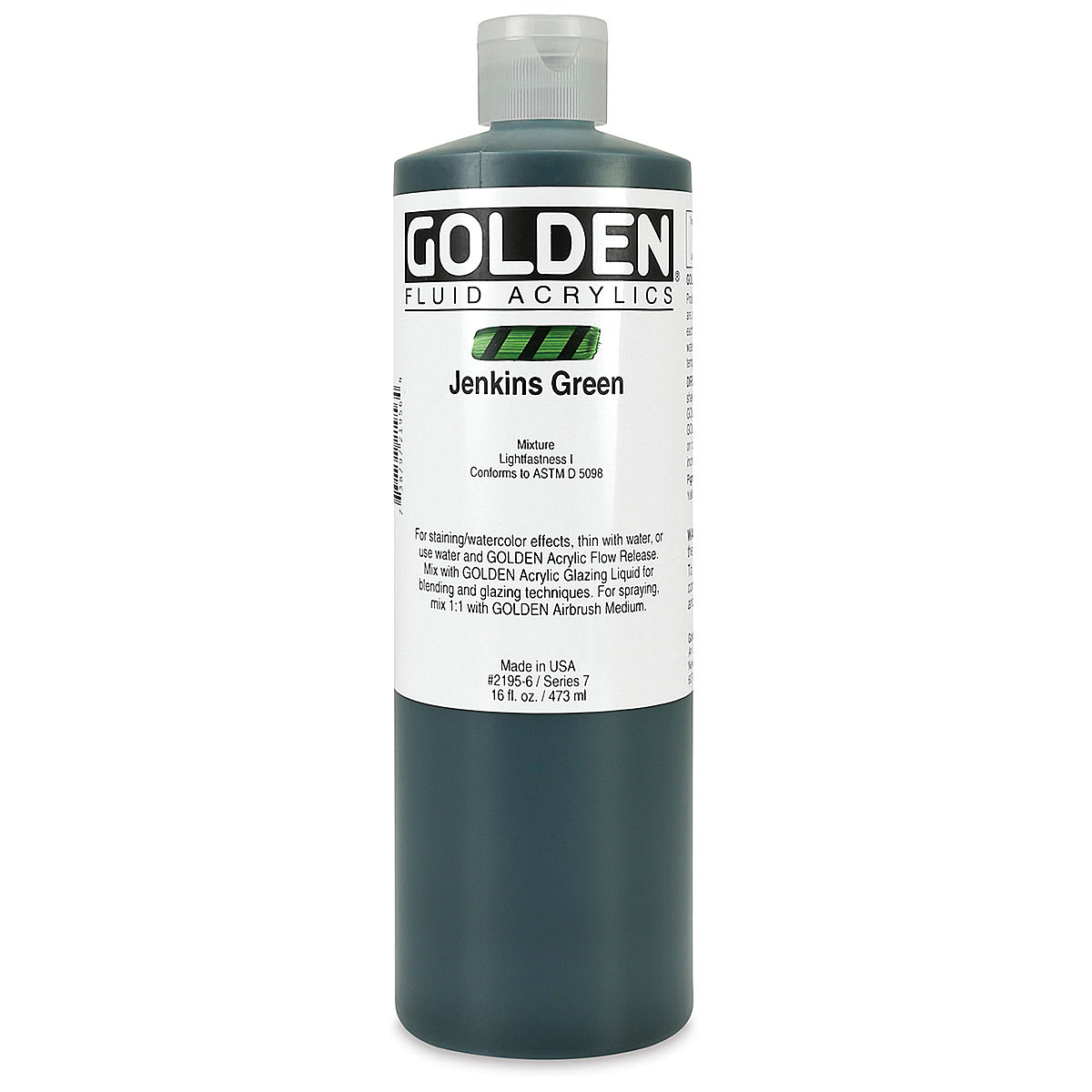 Golden Fluid Acrylics - Jenkins Green, 16 oz bottle