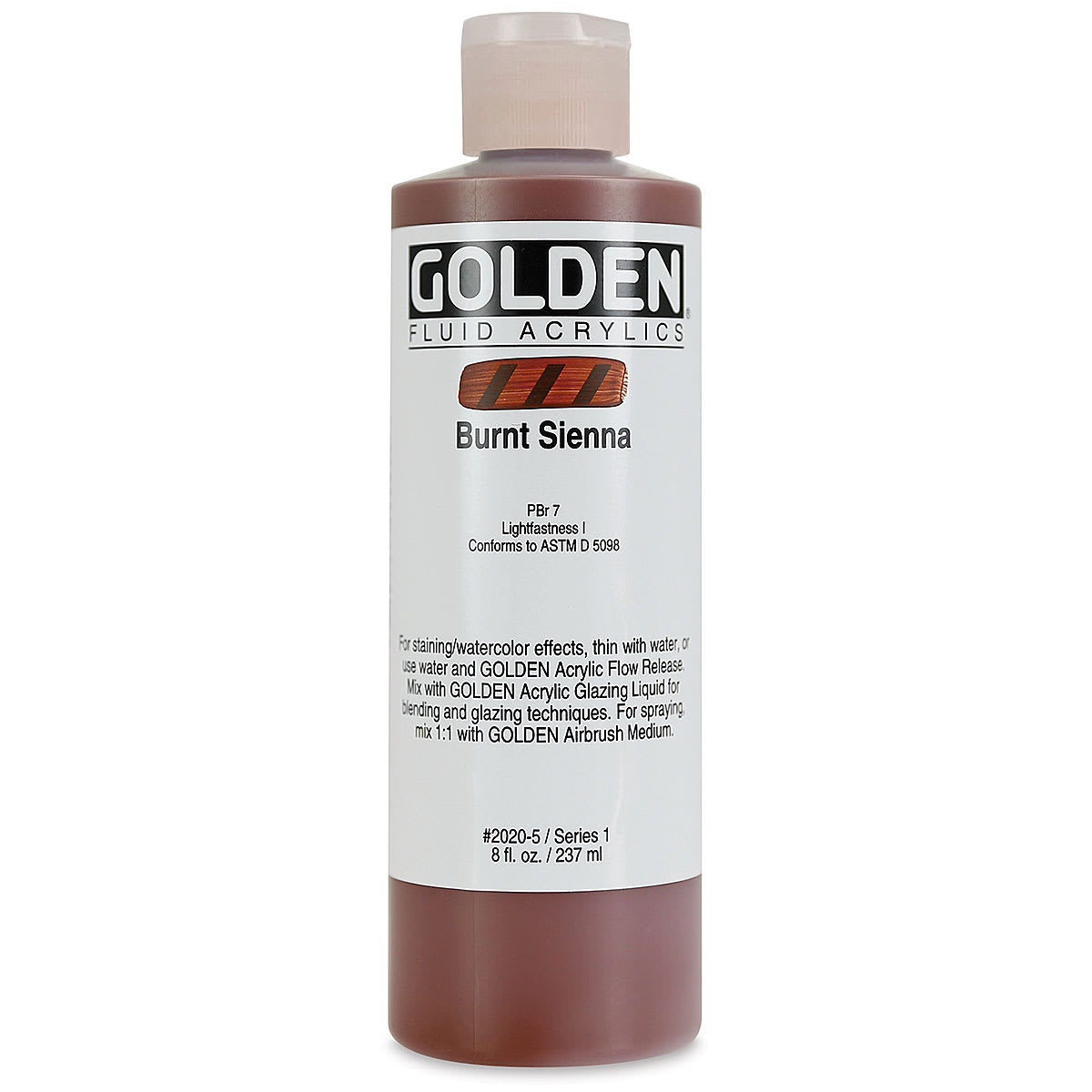 Golden Fluid Acrylics - Burnt Sienna, 8 oz bottle