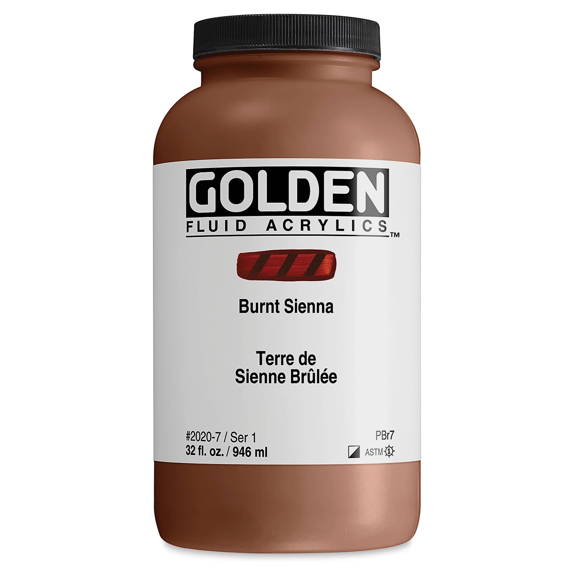 Golden Fluid Acrylic - Burnt Sienna, 32 oz bottle