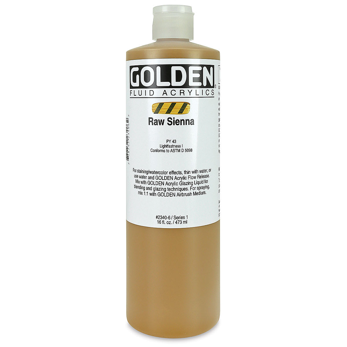 Golden Fluid Acrylics - Raw Sienna, 16 oz bottle