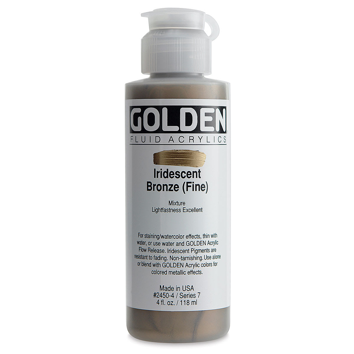 Golden Fluid Acrylics - Iridescent Bronze (Fine), 4 oz bottle