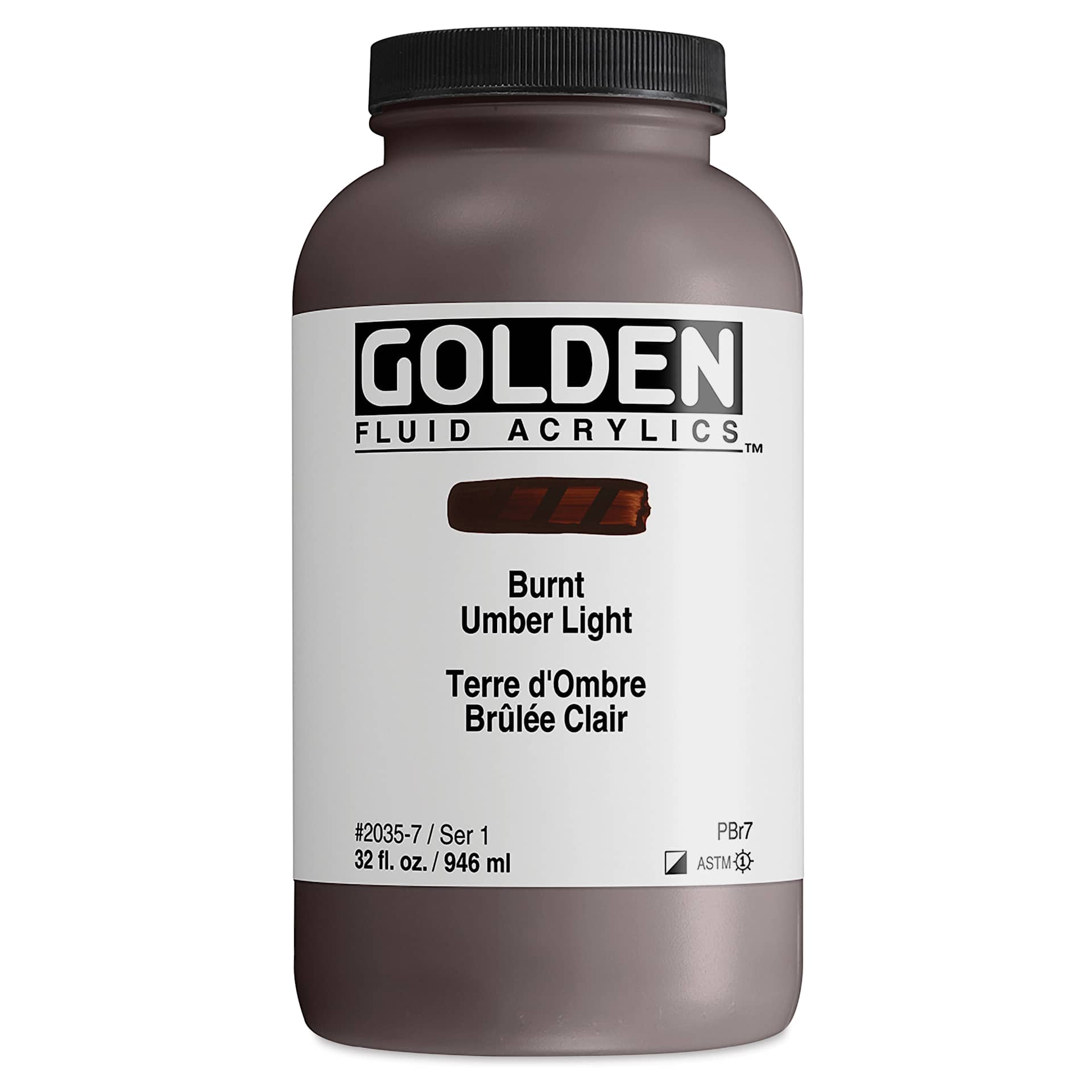 Golden Fluid Acrylic - Burnt Umber Light, 32 oz bottle