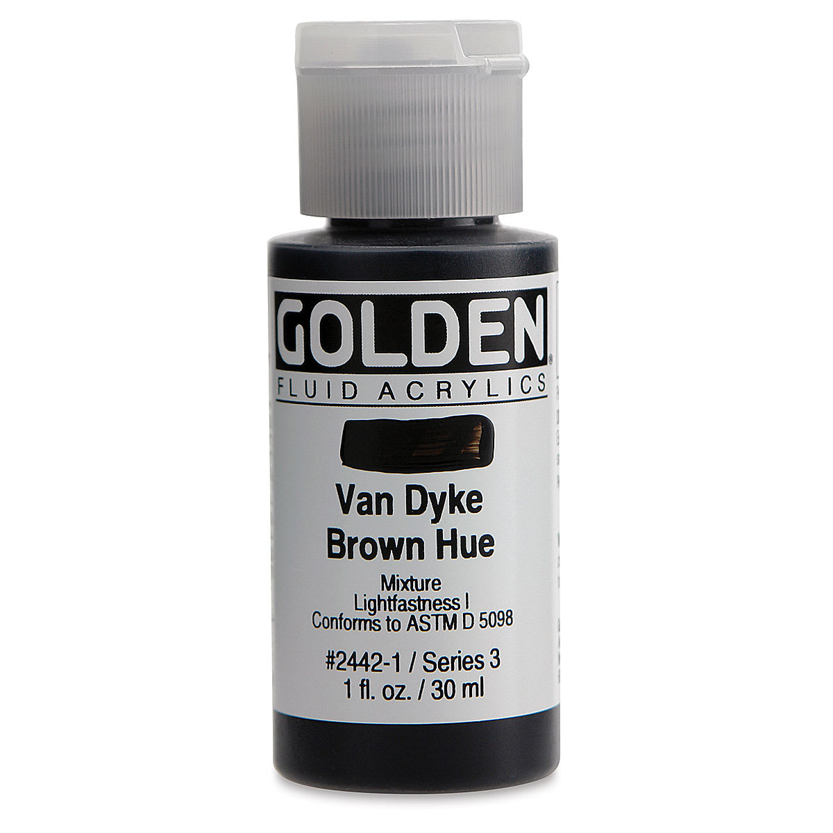 Golden Fluid Acrylics - Van Dyke Brown Historical Hue, 1 oz bottle