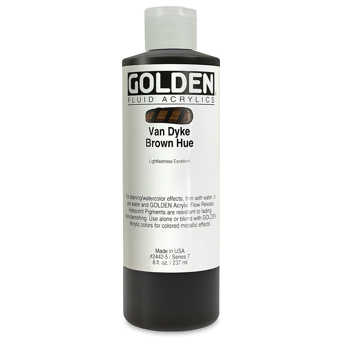 Golden Fluid Acrylics - Van Dyke Brown Historical Hue, 8 oz bottle