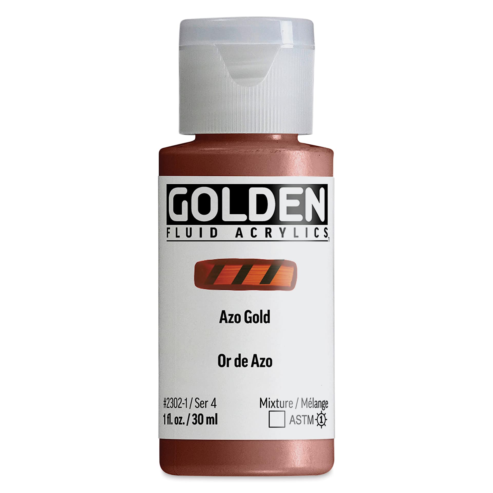 Golden Fluid Acrylic - Azo Gold, 1 oz bottle