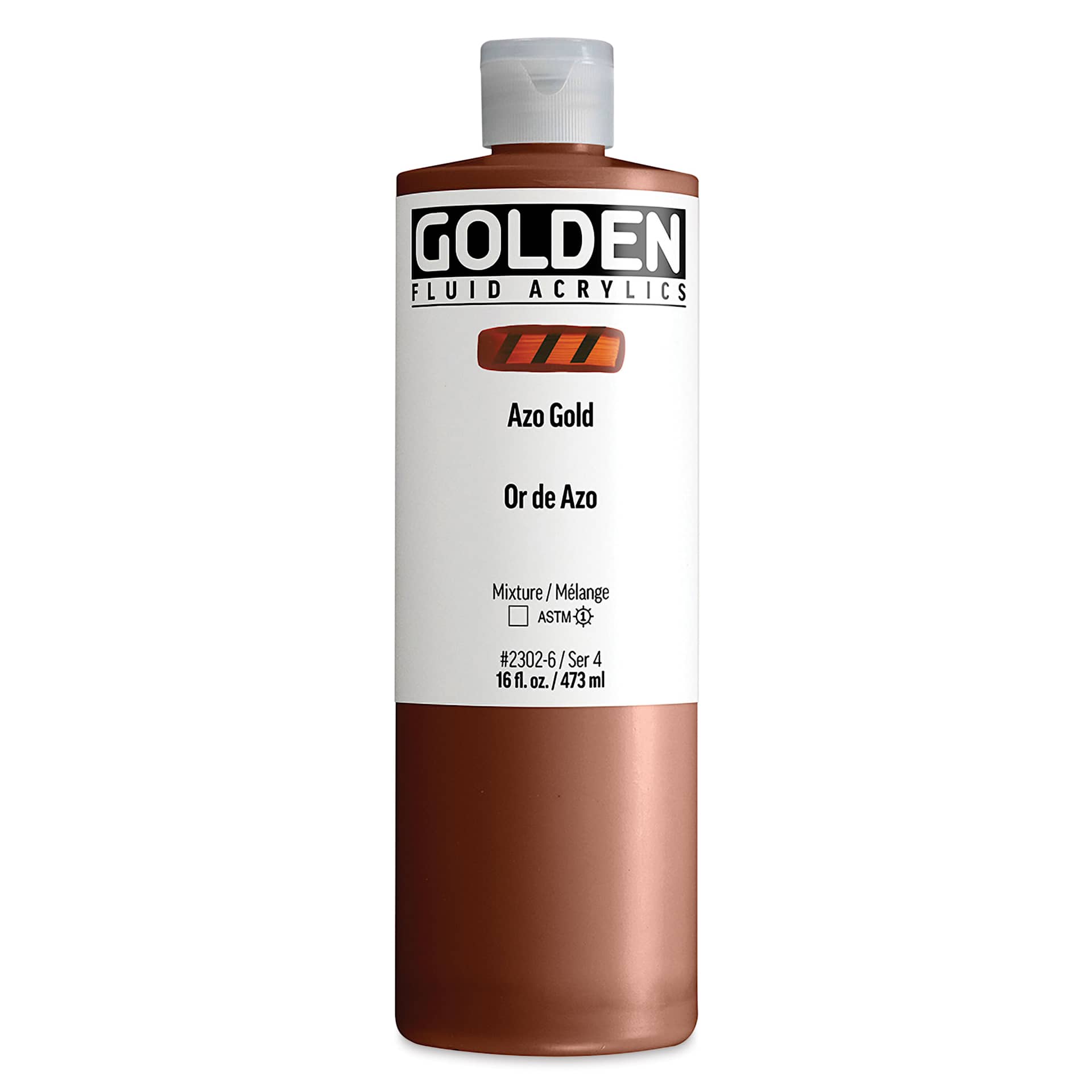 Golden Fluid Acrylic - Azo Gold, 16 oz bottle