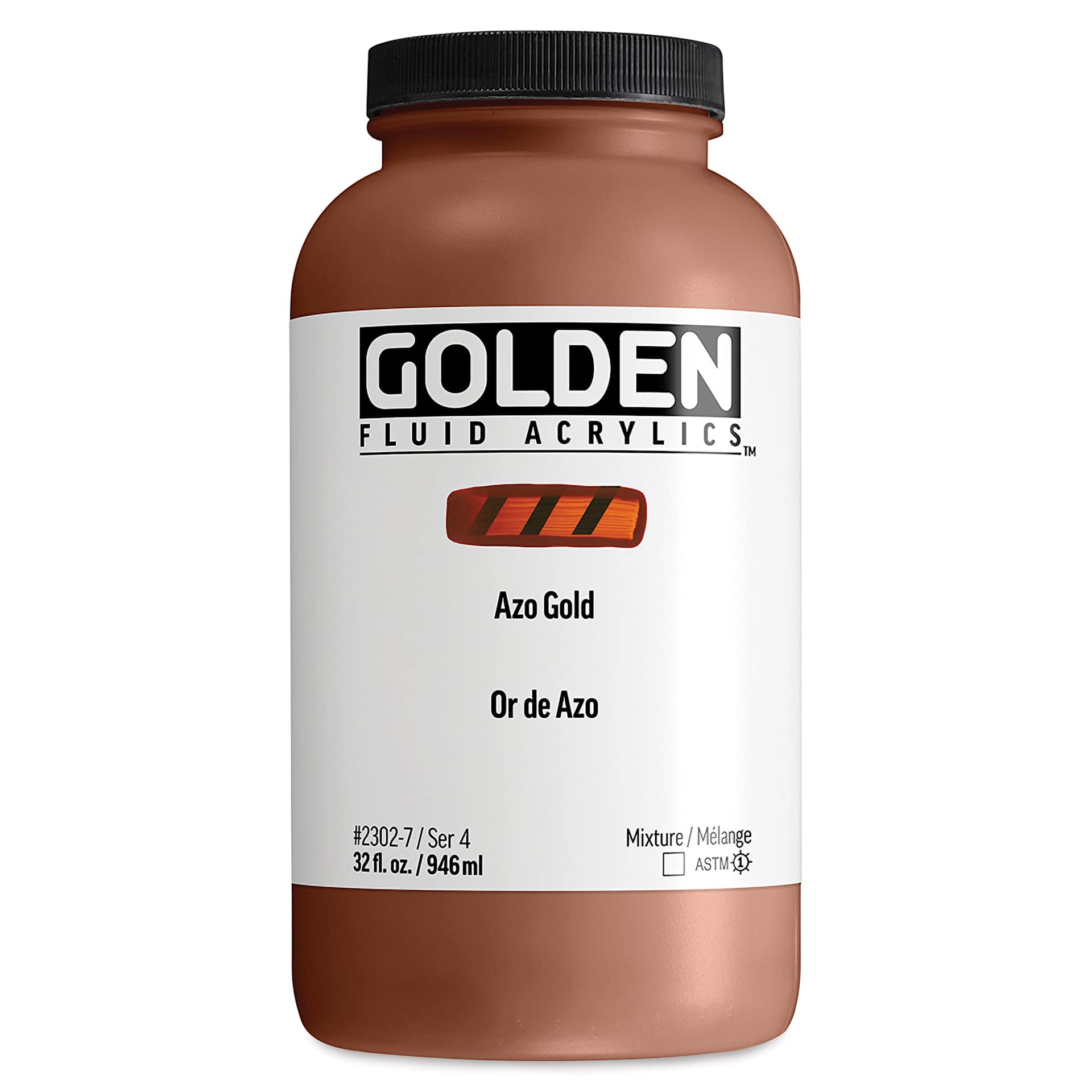 Golden Fluid Acrylic - Azo Gold, 32 oz bottle