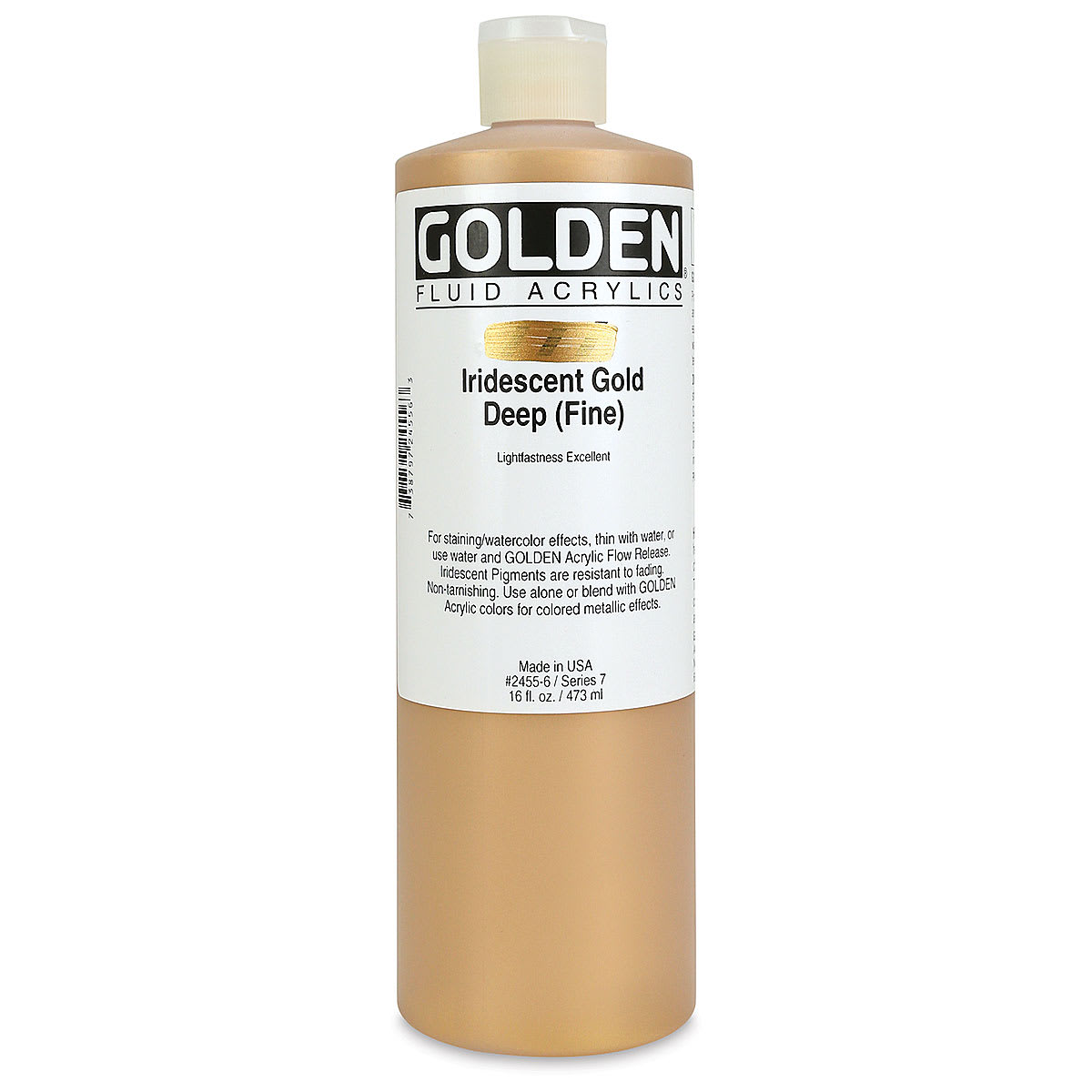 Golden Fluid Acrylics - Iridescent Gold Deep (Fine), 16 oz bottle