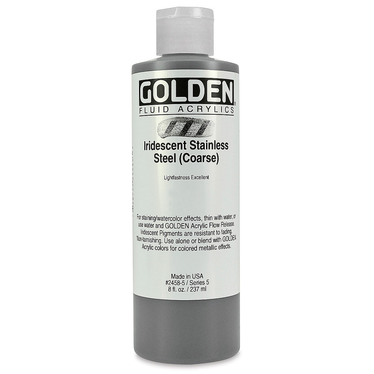 Golden Fluid Acrylics - Iridescent Stainless Steel, 8 oz bottle