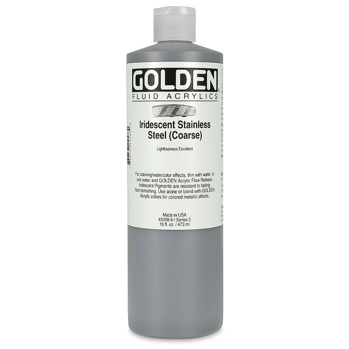 Golden Fluid Acrylics - Iridescent Stainless Steel, 16 oz bottle