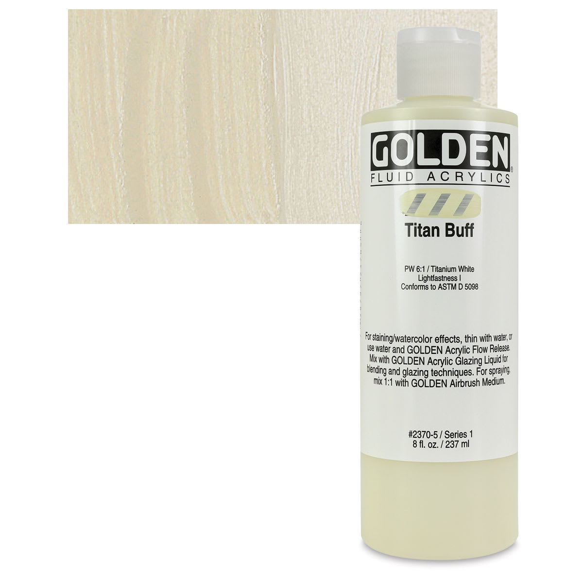 Golden Fluid Acrylics - Titan Buff, 8 oz bottle and swatch