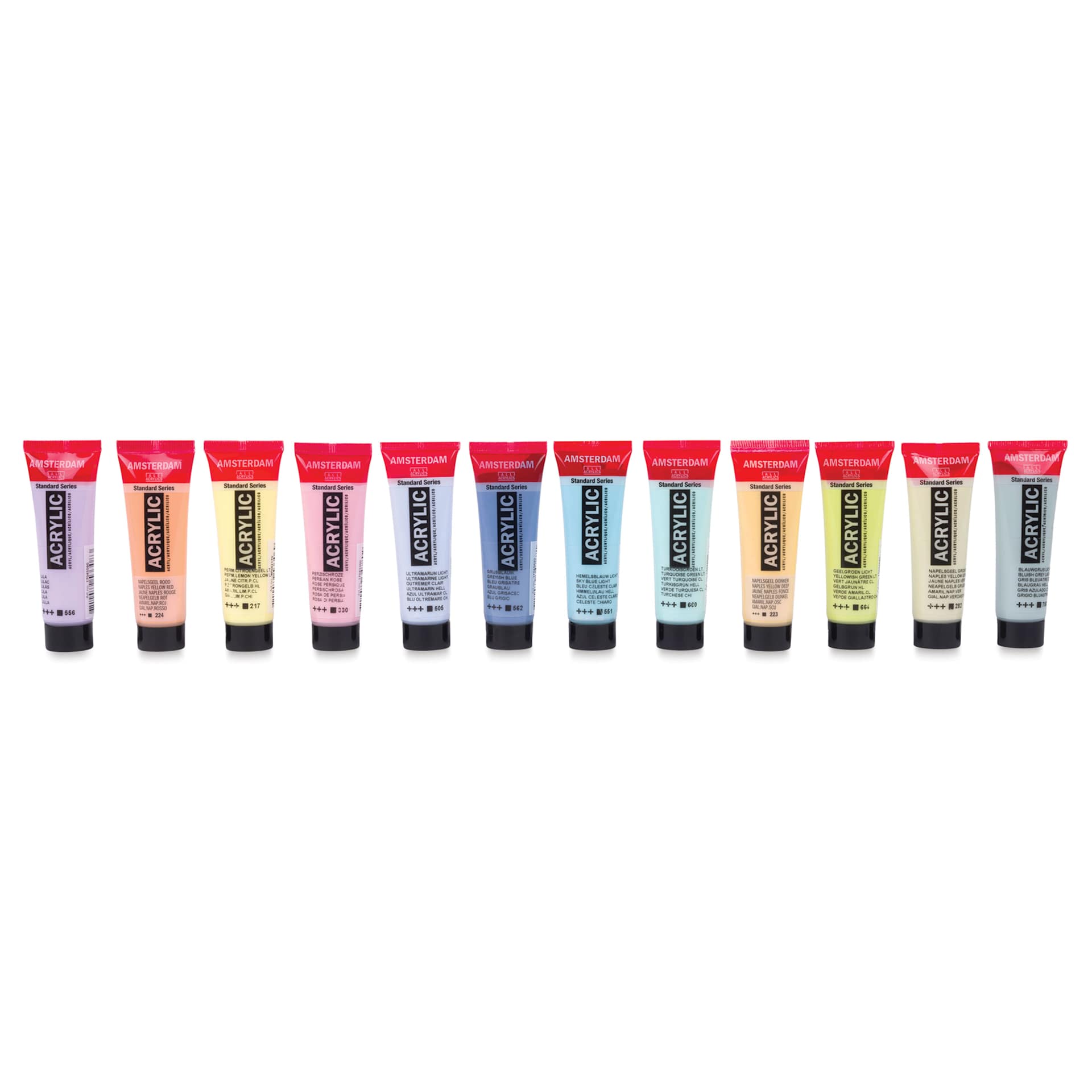 Amsterdam Standard Series Acrylics - Set of 12, Pastel, 20 ml Tubes of included colors