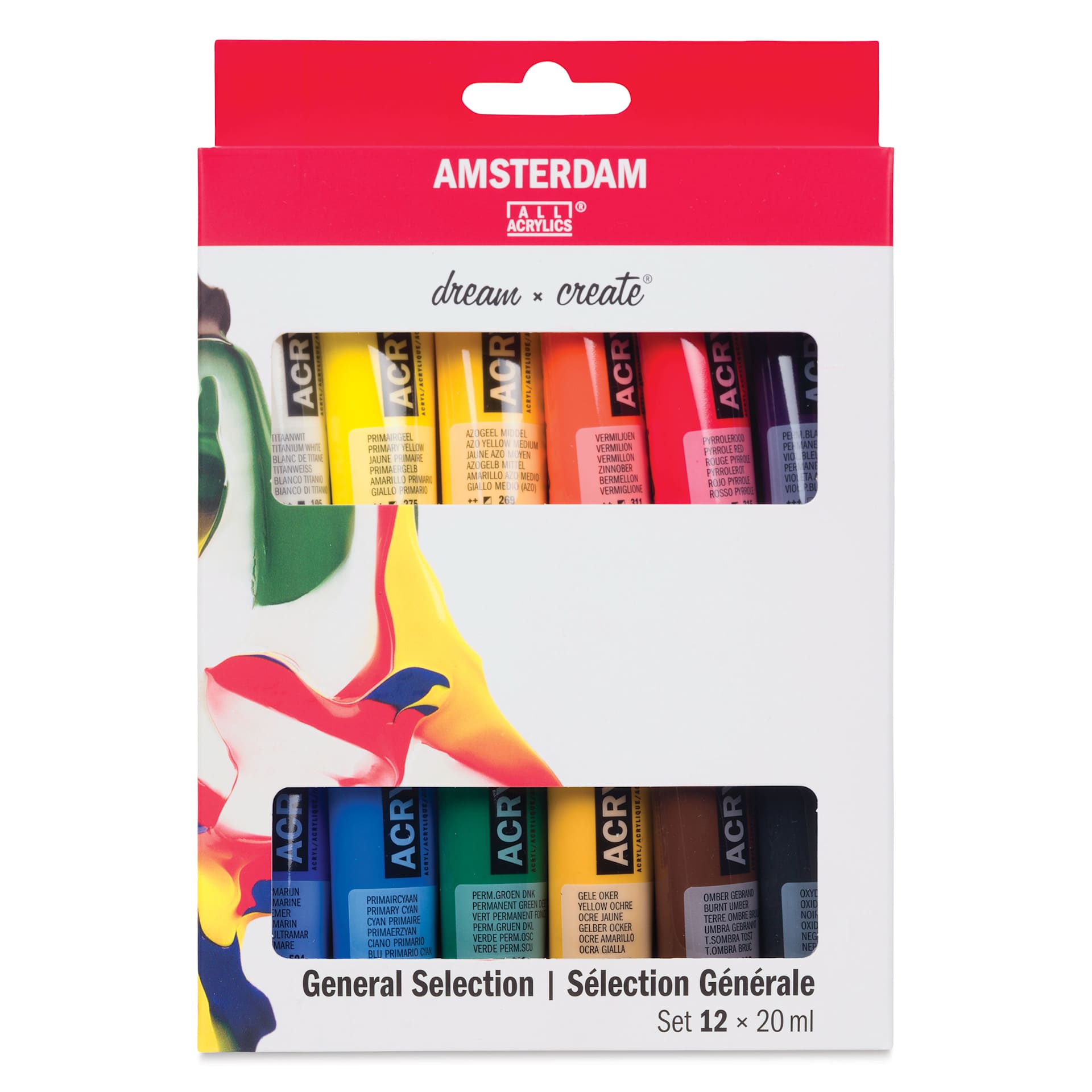 Amsterdam Standard Series Acrylics - Set of 12, General Colors, 20 ml Tubes
