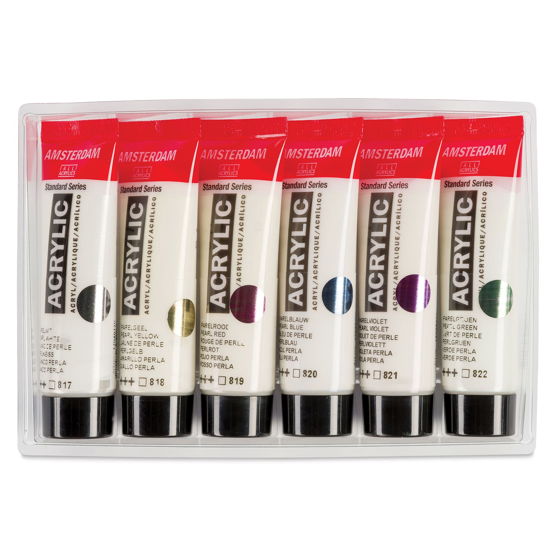 Amsterdam Standard Series Acrylics - Set of 6, Pearl Colors, 20 ml Tubes set contents
