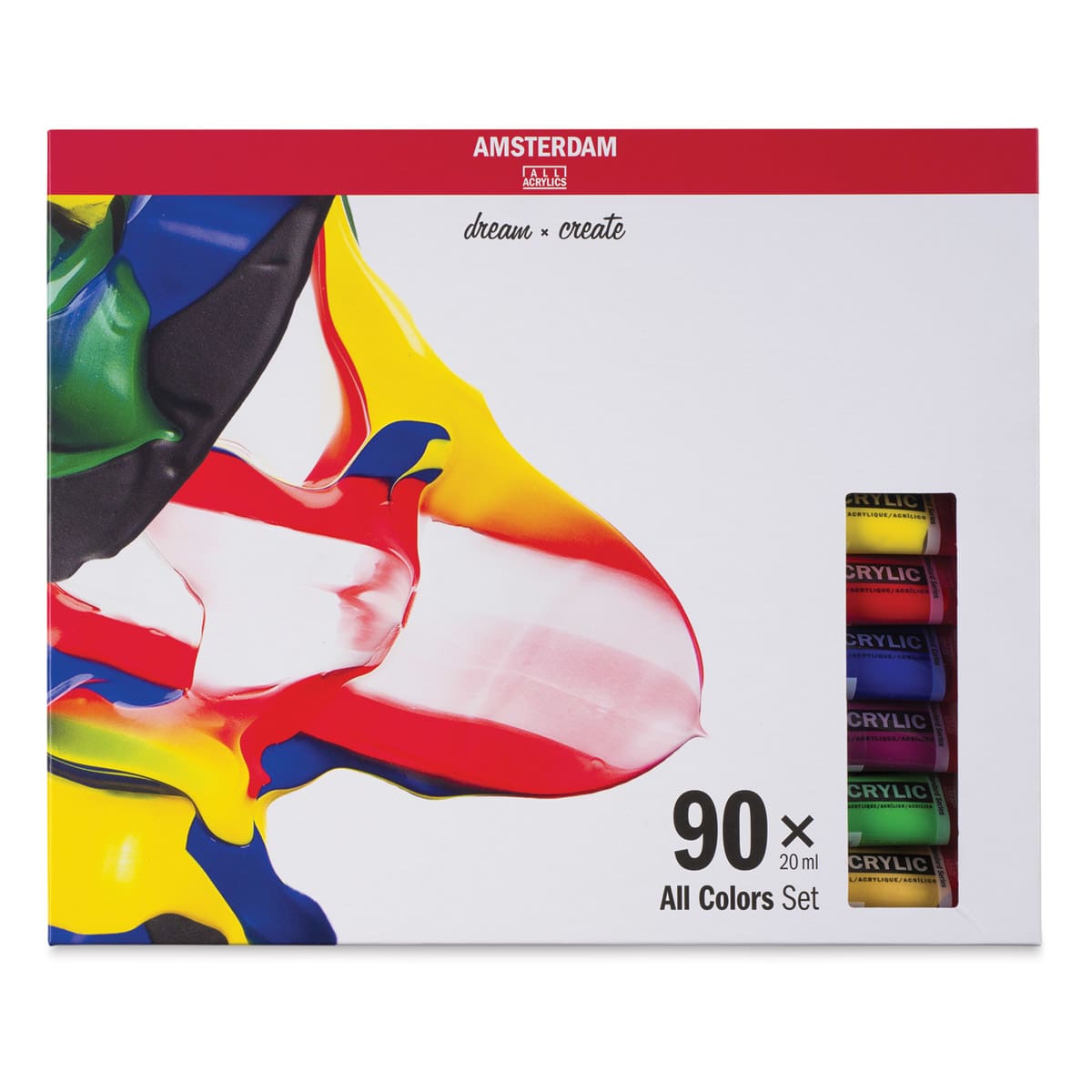 Amsterdam Standard Acrylics - Set of 90, All Colors, 20 ml, Tubes (Shown in packaging)