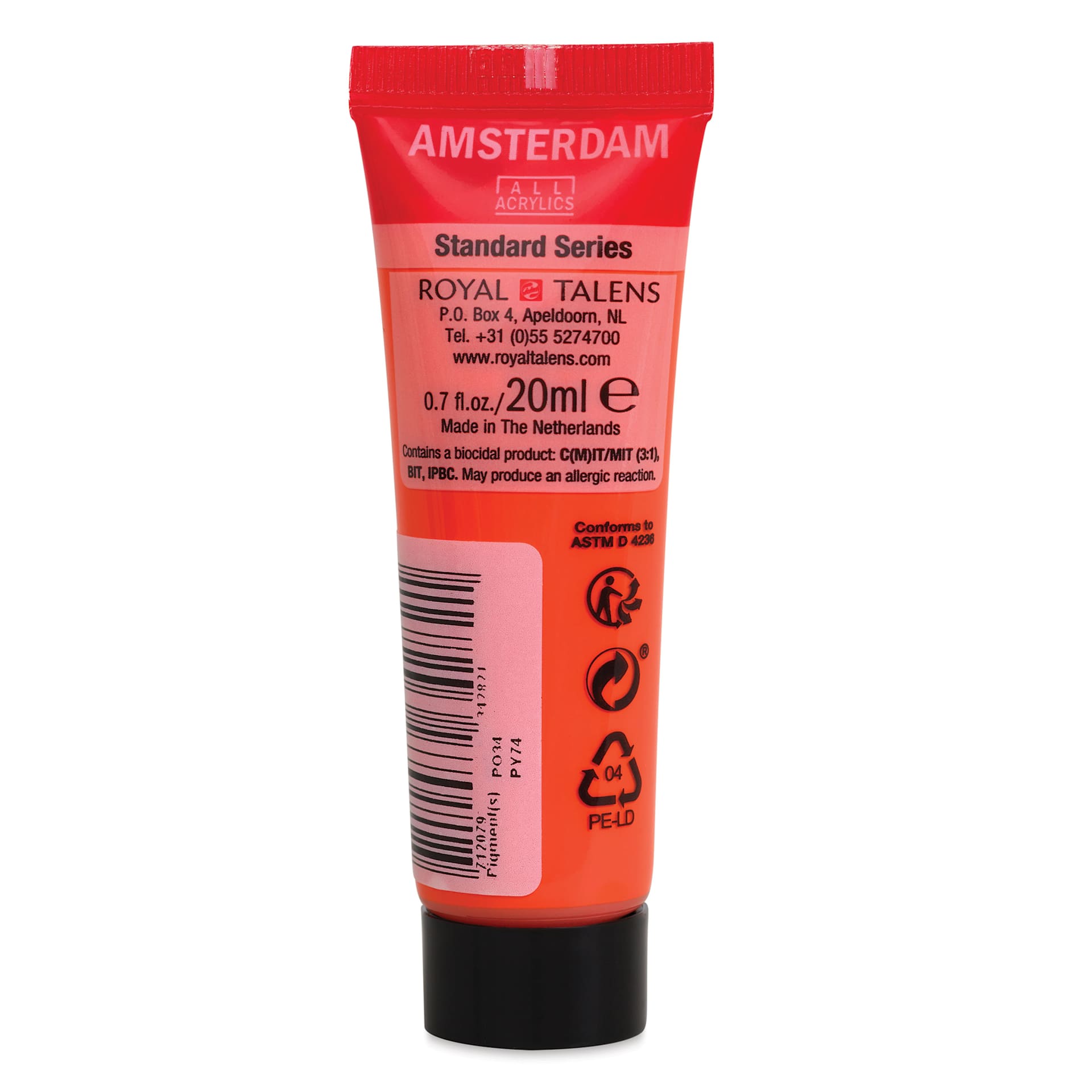 Amsterdam Standard Series Acrylic - Vermilion, 20 ml Tube back