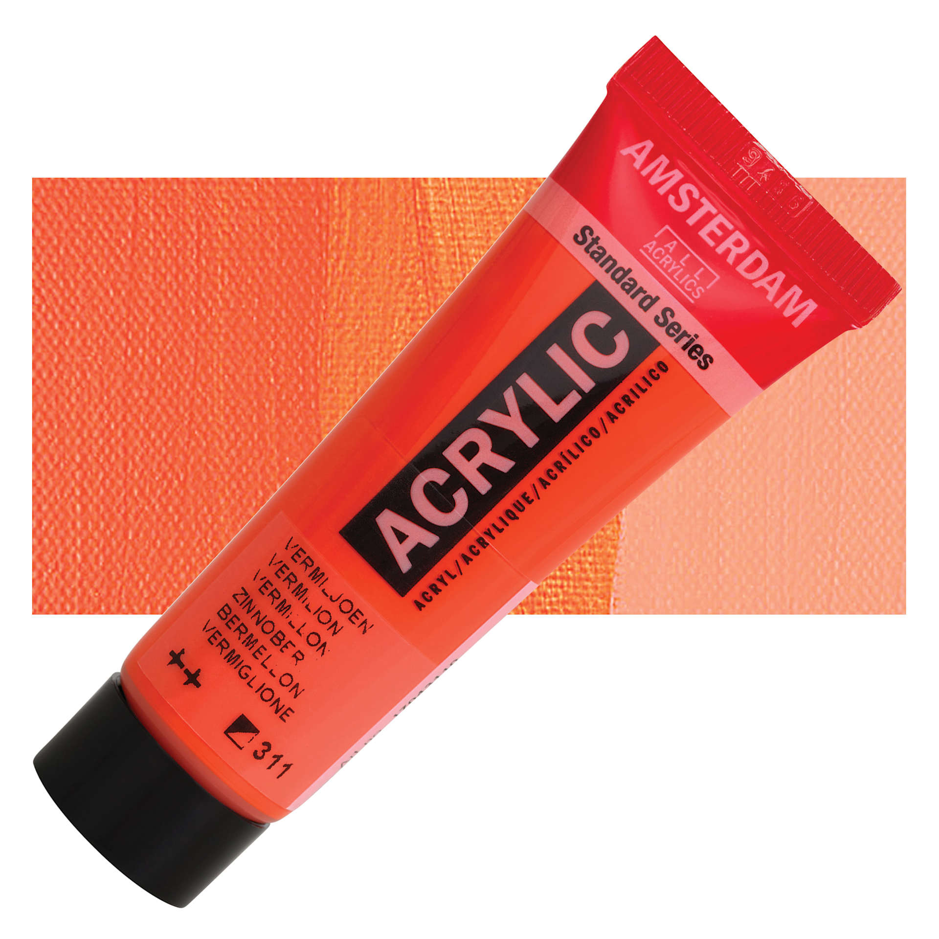 Amsterdam Standard Series Acrylic - Vermilion, 20 ml Tube and swatch