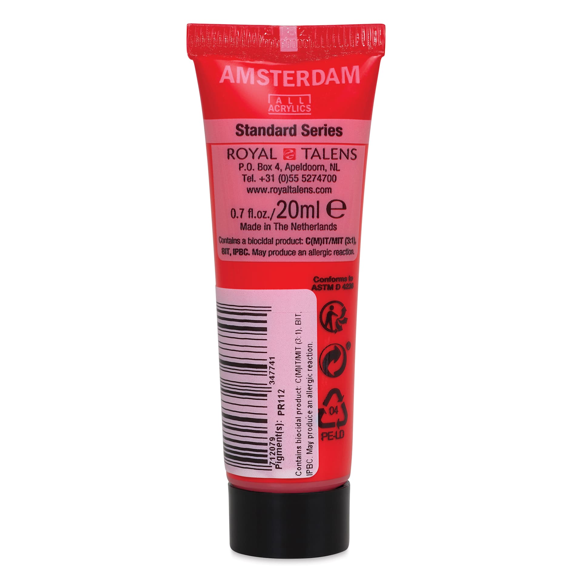 Amsterdam Standard Series Acrylic - Naphthol Red Medium, 20 ml Tube and swatch