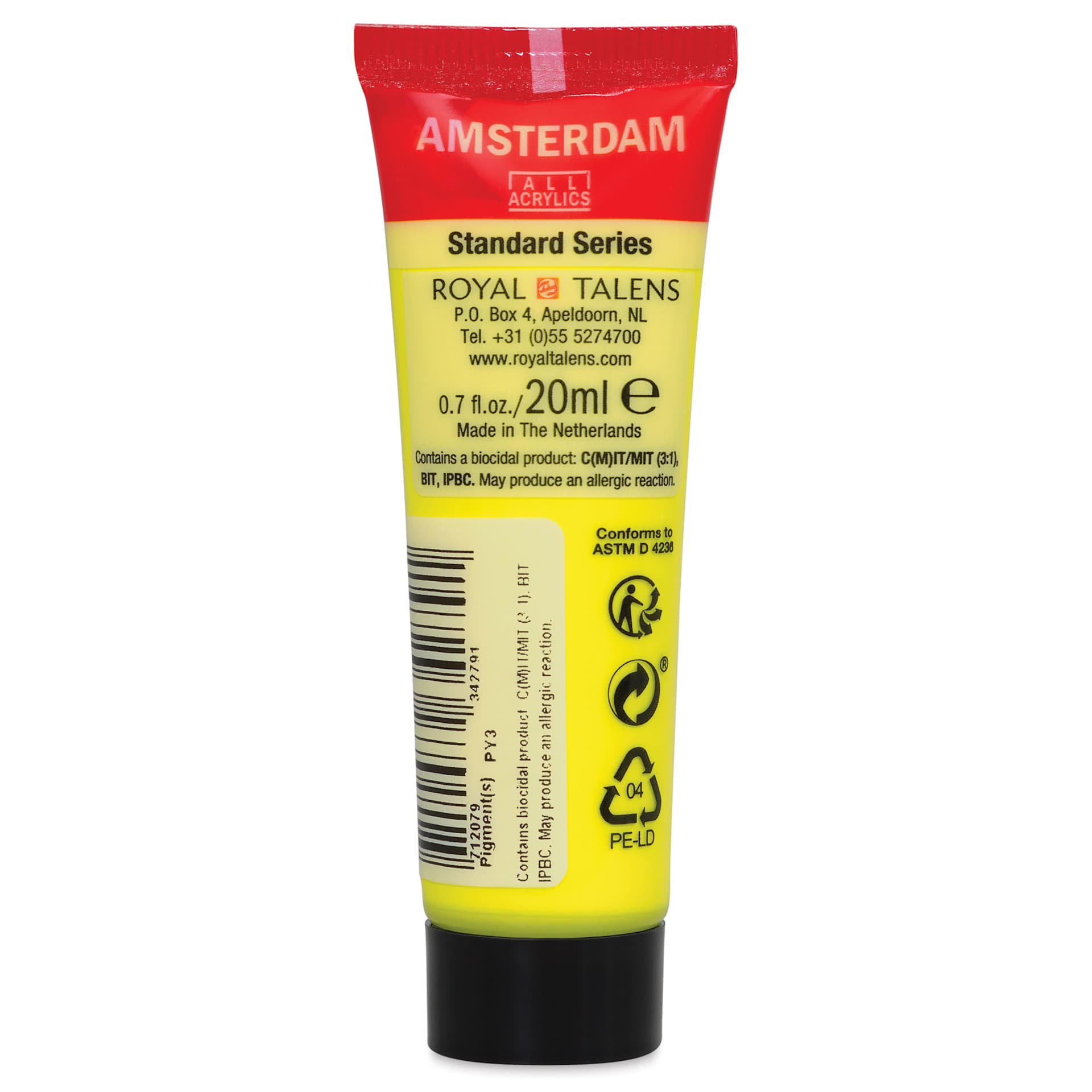 Amsterdam Standard Series Acrylic - Azo Yellow Lemon, 20 ml Tube back