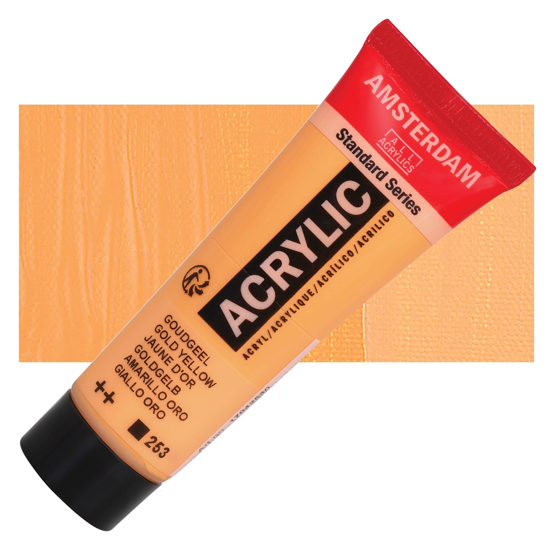 Amsterdam Standard Series Acrylic - Gold Yellow, 20 ml Tube and swatch