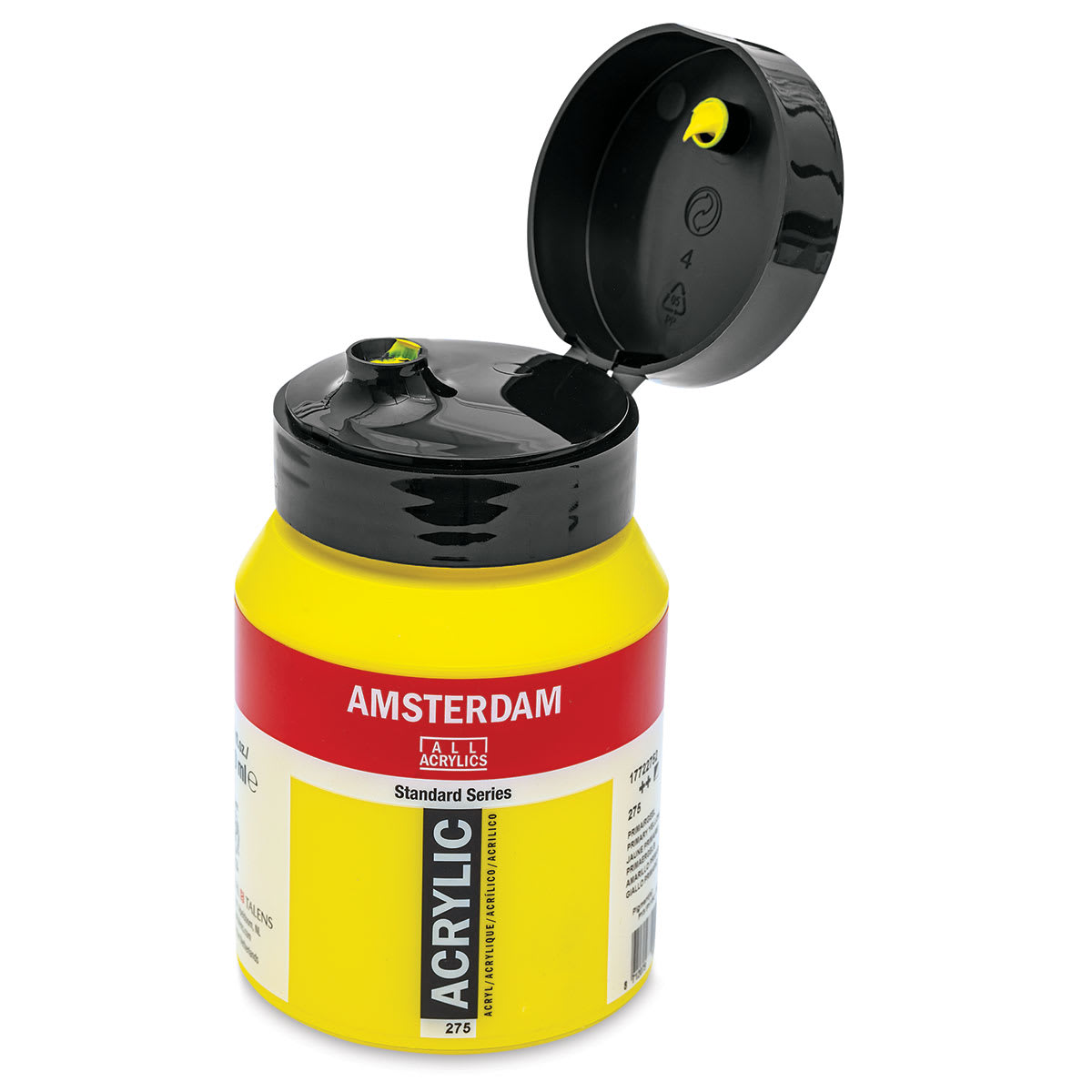 Amsterdam Standard Series Acrylic - Primary Yellow, 500 ml Bottle with lid open