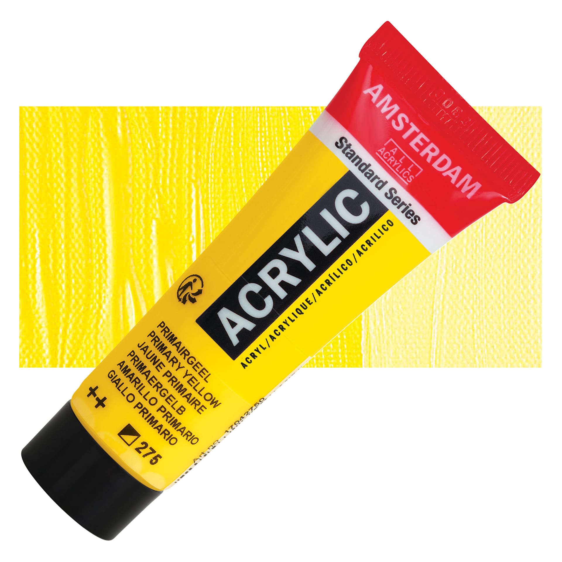Amsterdam Standard Series Acrylic - Primary Yellow, 20 ml Tube and swatch
