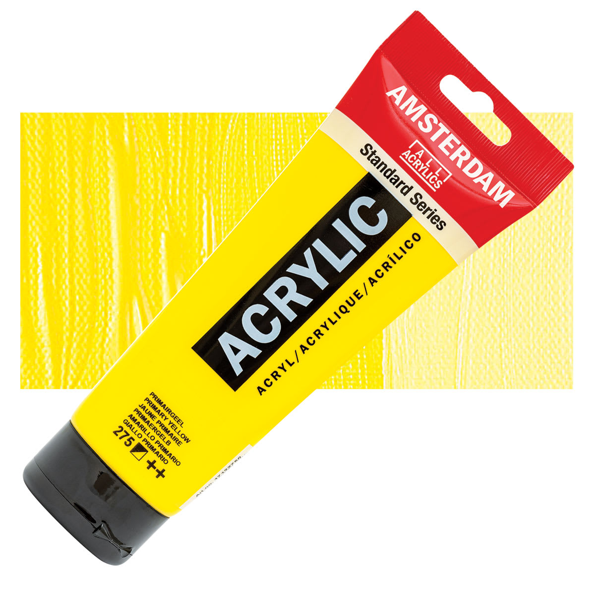 Amsterdam Standard Series Acrylic Paint - Primary Yellow, 250 ml Tube and swatch