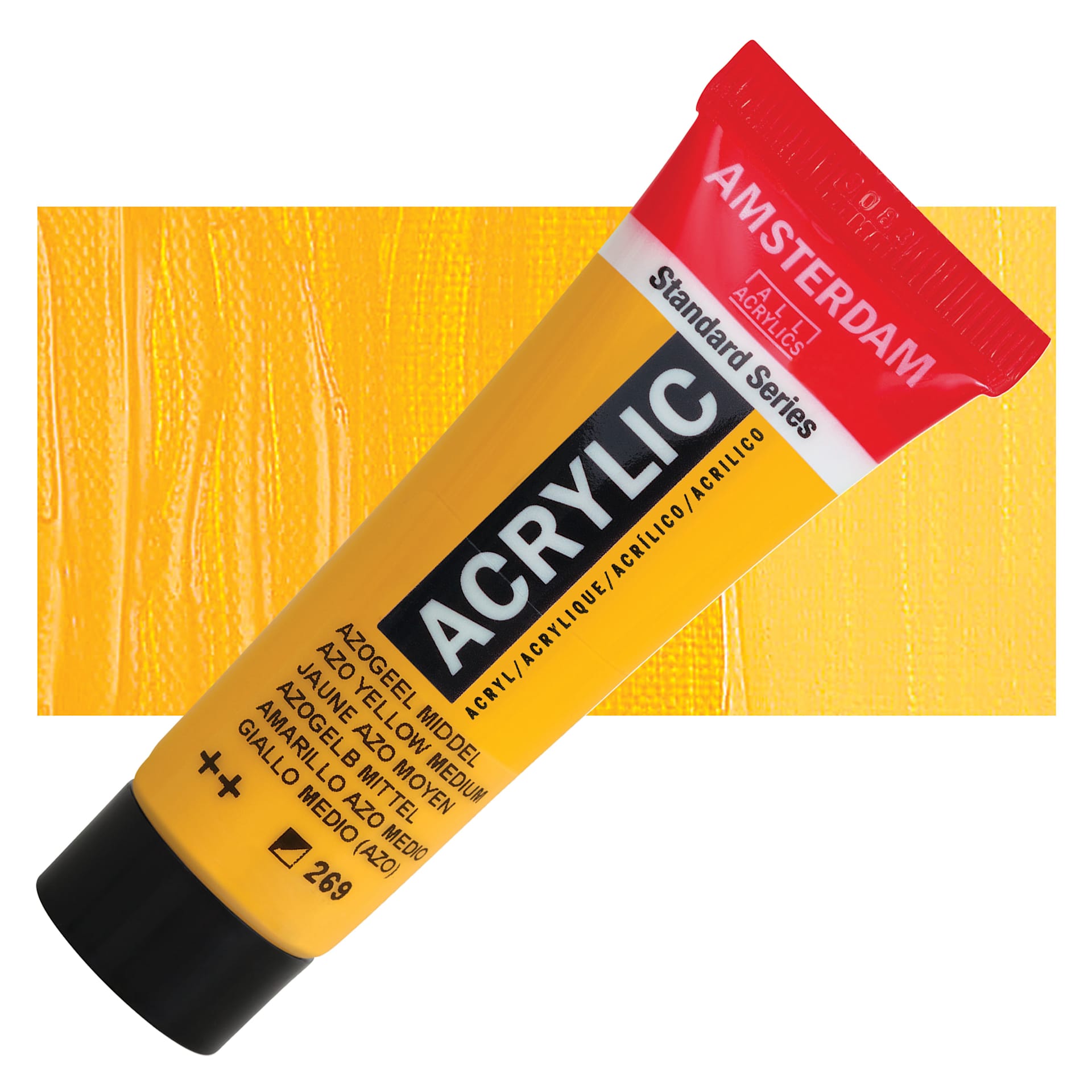 Amsterdam Standard Series Acrylic - Azo Yellow Medium, 20 ml Tube and swatch
