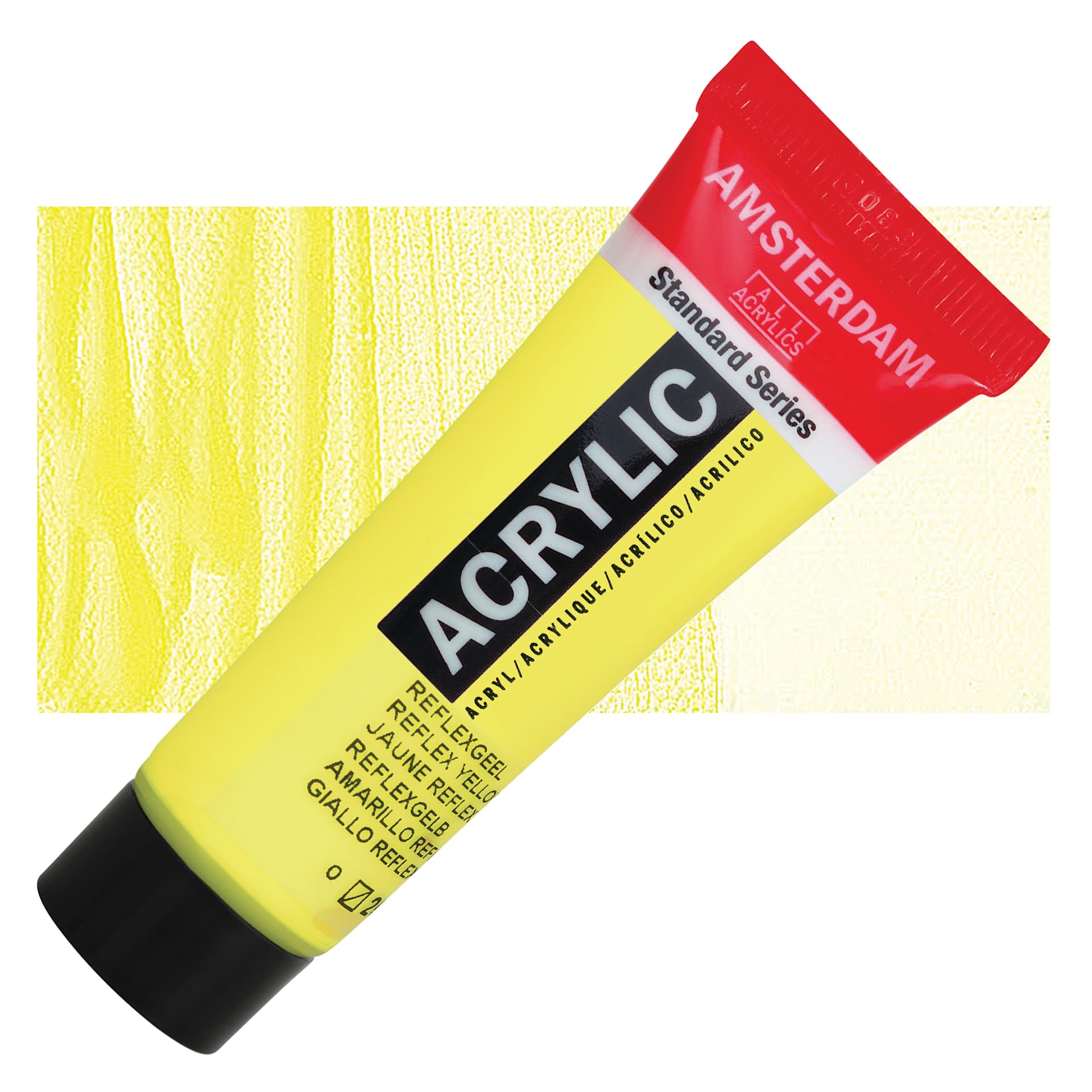 Amsterdam Standard Series Acrylic - Reflex Yellow, 20 ml Tube and swatch
