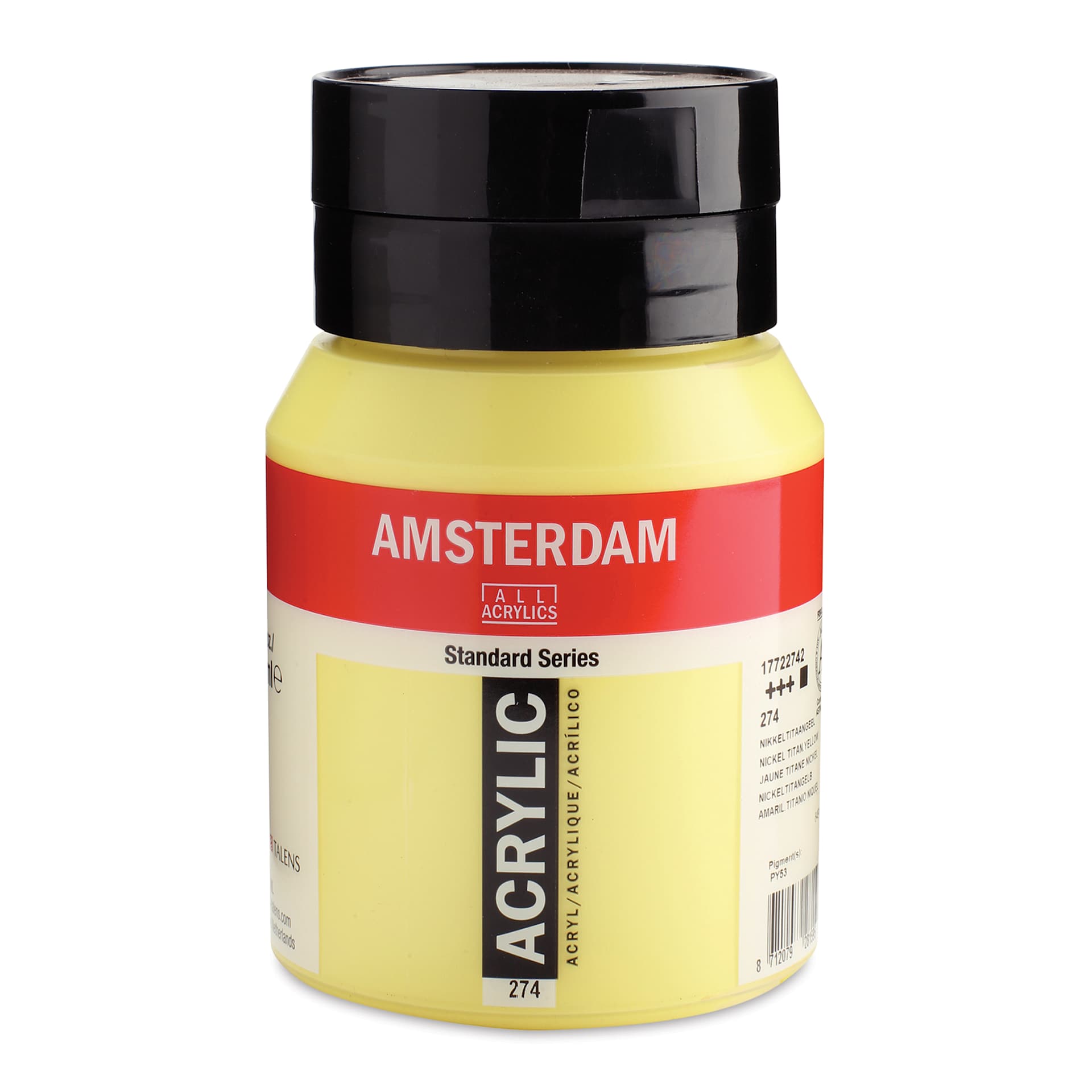 Amsterdam Standard Series Acrylic - Nickel Titanium Yellow, 500 ml bottle
