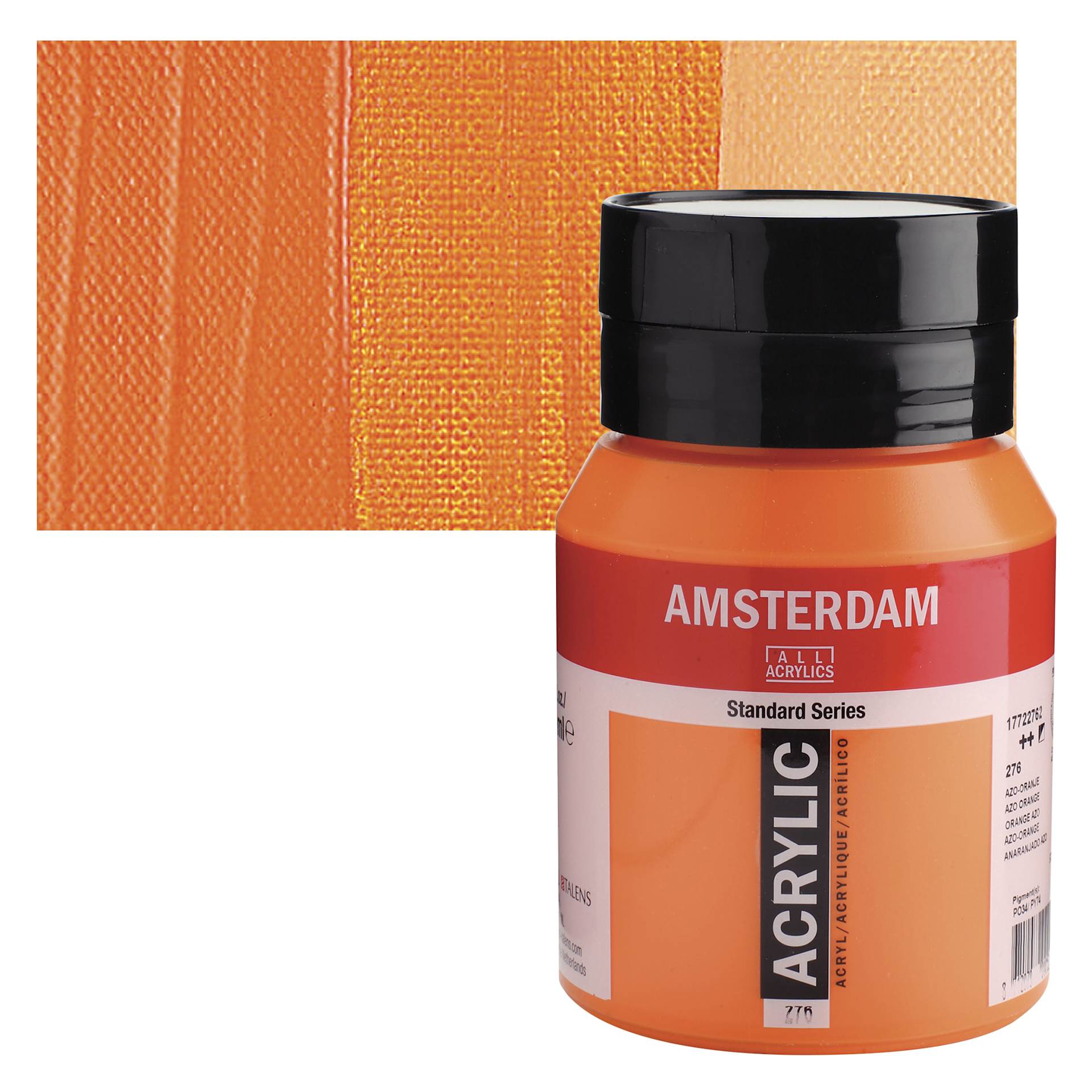 Amsterdam Standard Series Acrylic - Azo Orange, 500 ml bottle and swatch