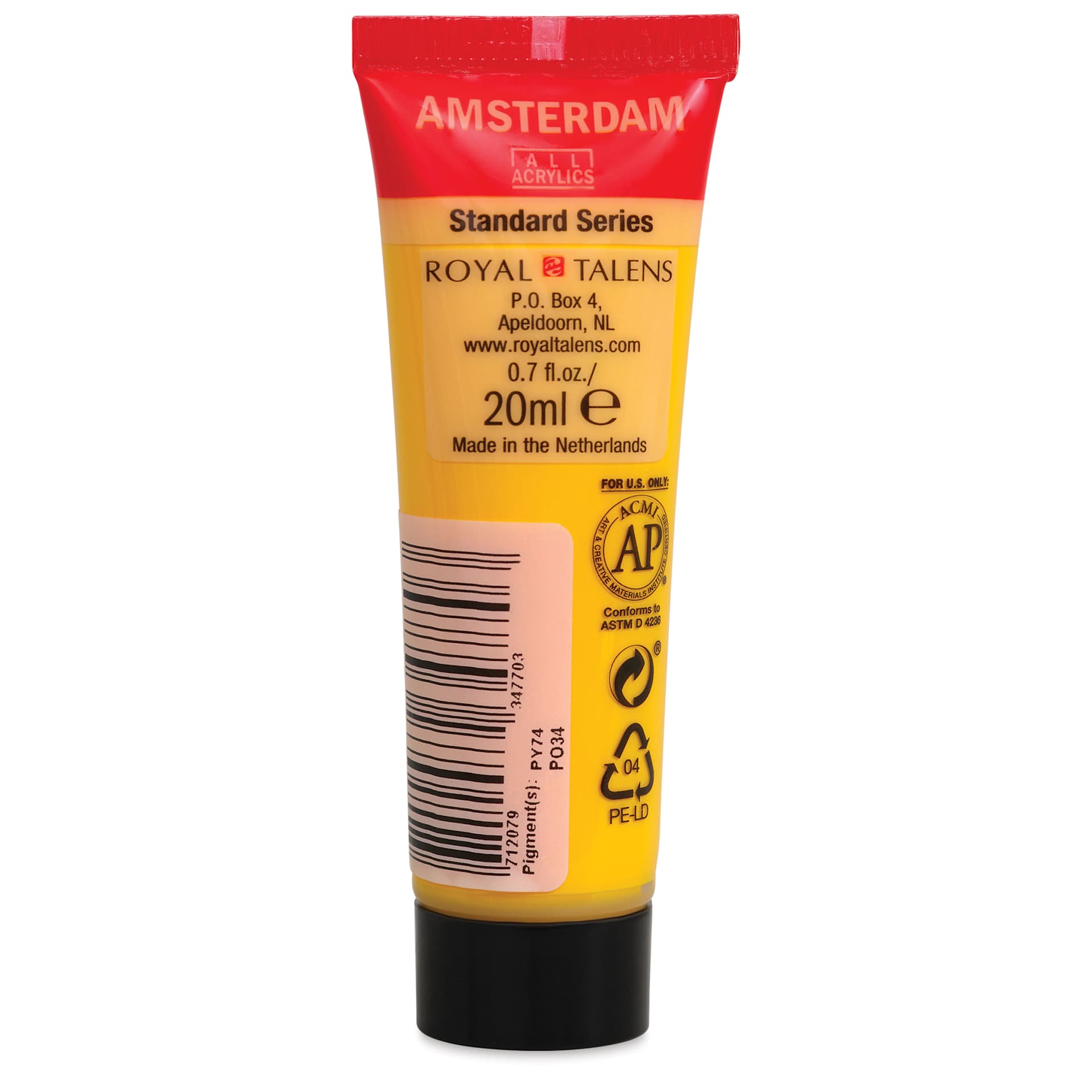 Amsterdam Standard Series Acrylic - Azo Yellow Deep, 20 ml Tube back