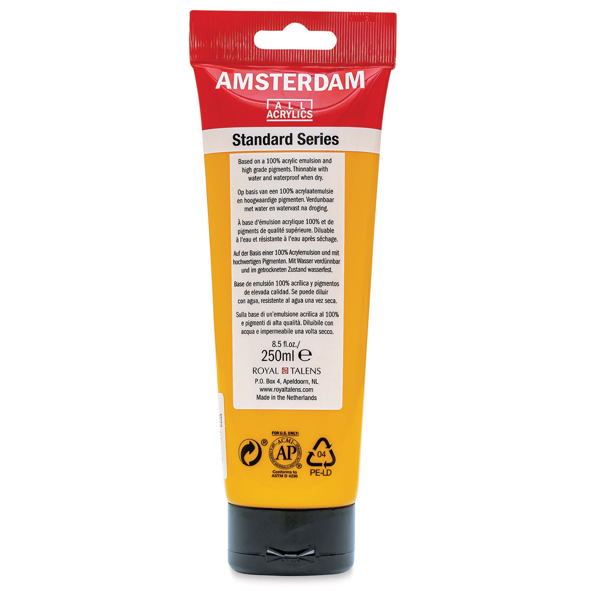 Amsterdam Standard Series Acrylic - Azo Yellow Deep, 250 ml Tube back