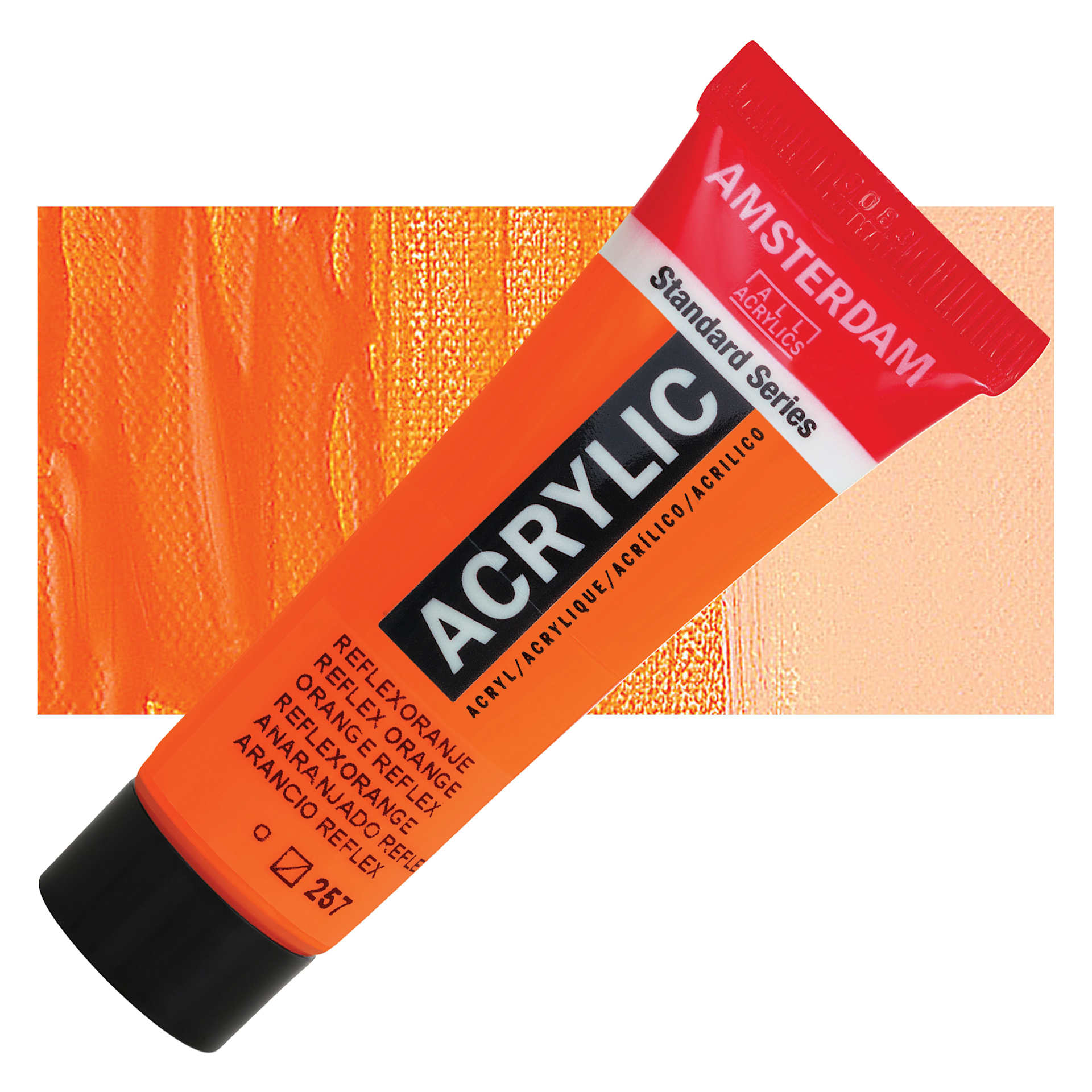 Amsterdam Standard Series Acrylic - Reflex Orange, 20 ml Tube and swatch
