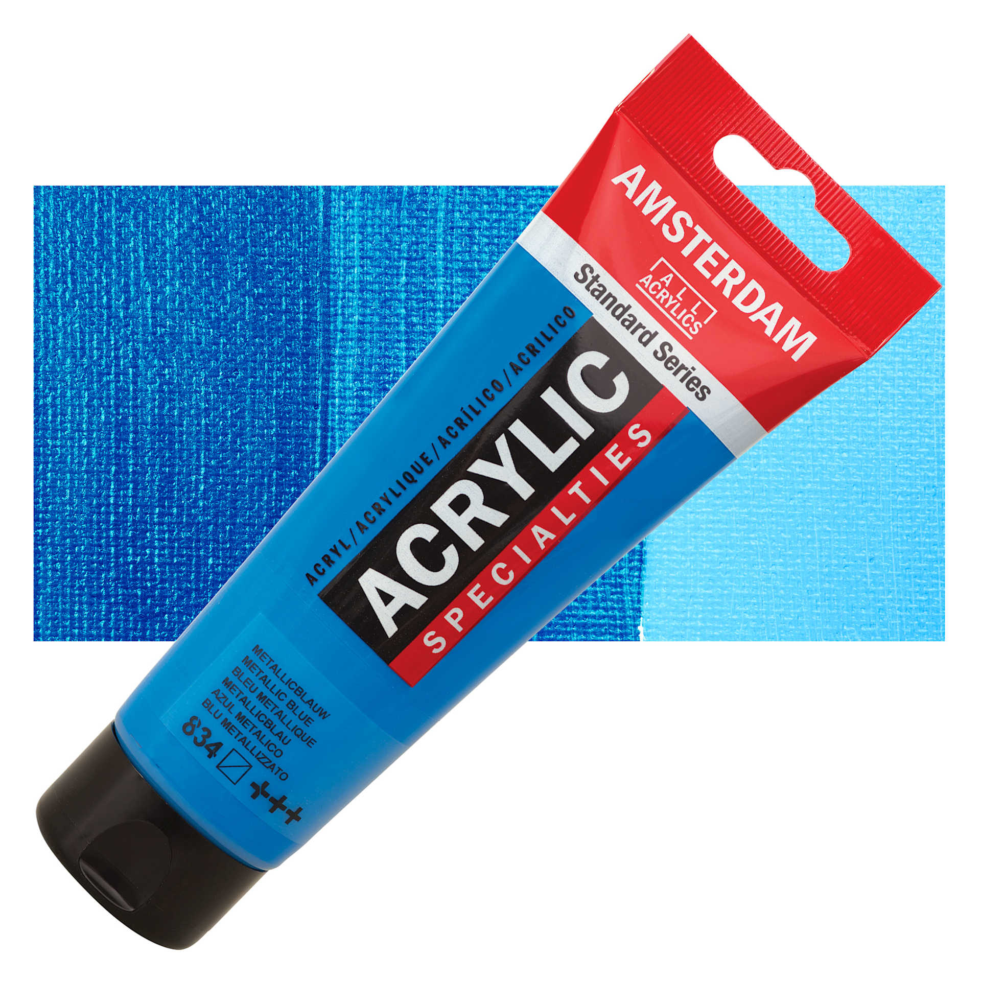 Amsterdam Standard Series Acrylic - Metallic Blue, 120 ml tube with swatch