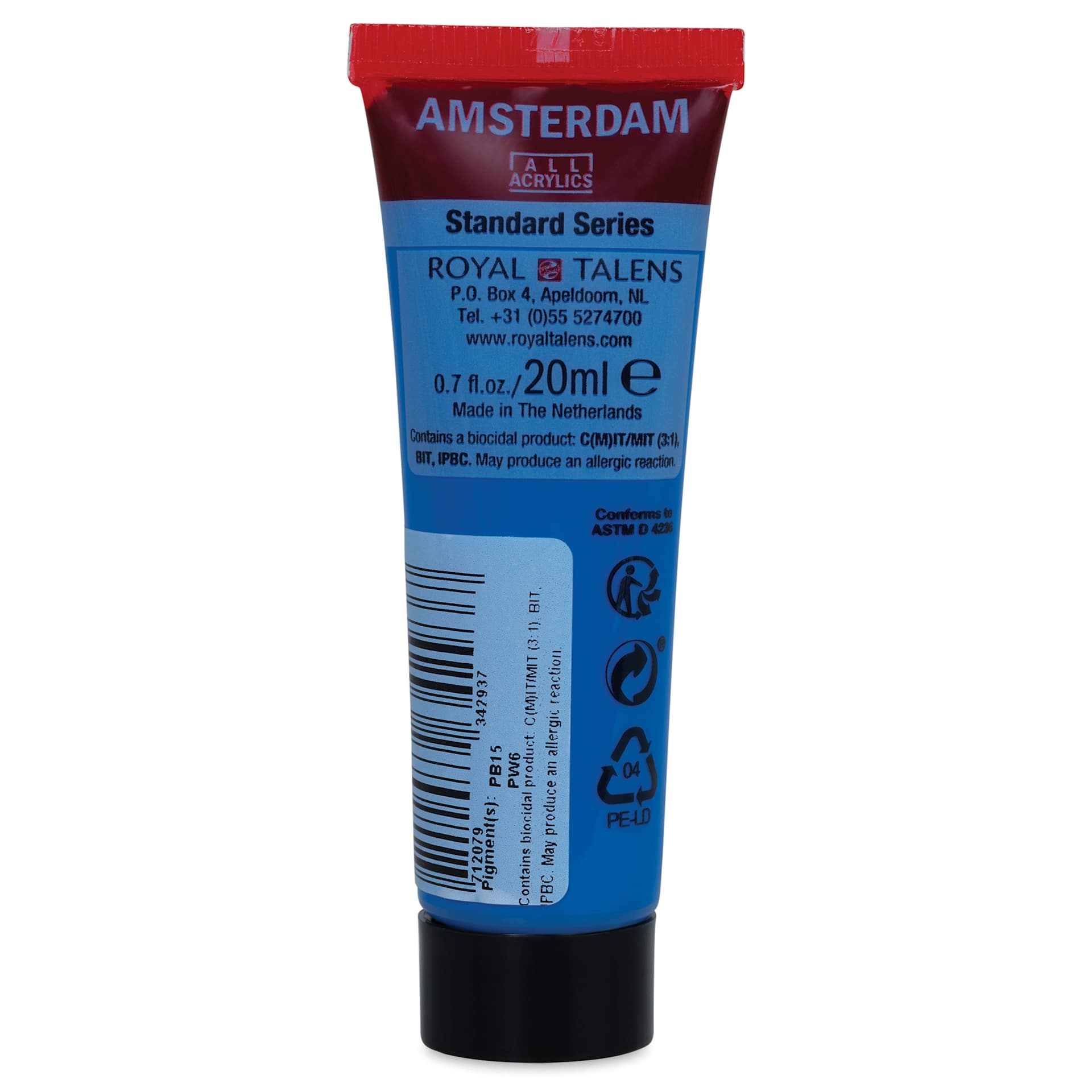 Amsterdam Standard Series Acrylic - Primary Cyan, 20 ml Tube back