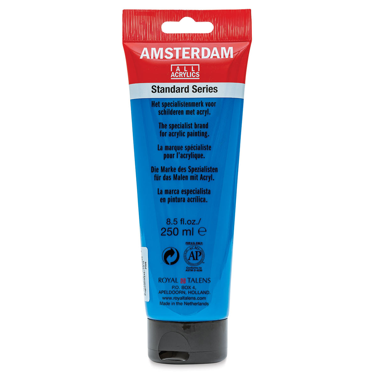 Amsterdam Standard Series Acrylic - Primary Cyan, 250 ml, Tube (Back)