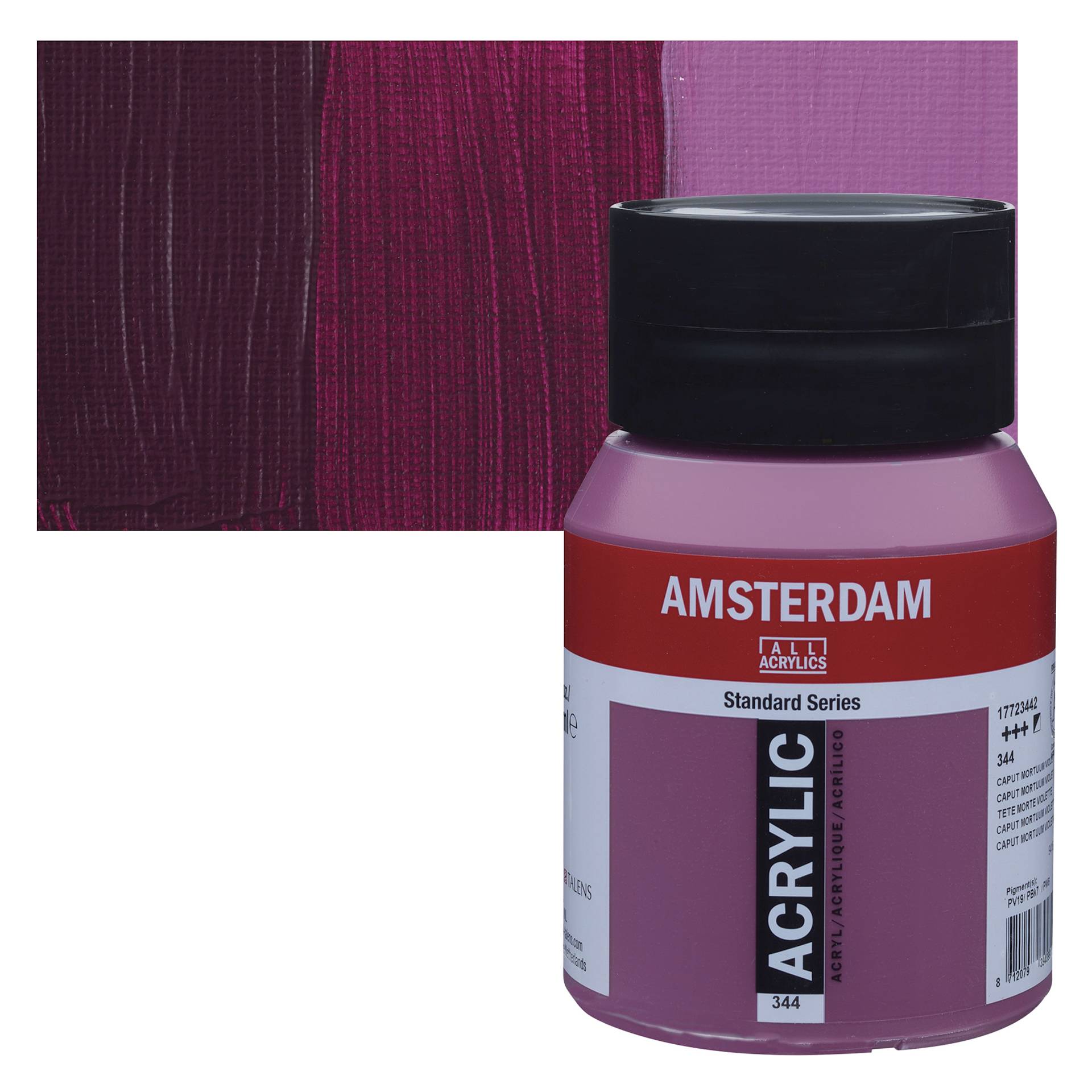 Amsterdam Standard Series Acrylic - Caput Mortuum Violet, 500 ml bottle and swatch
