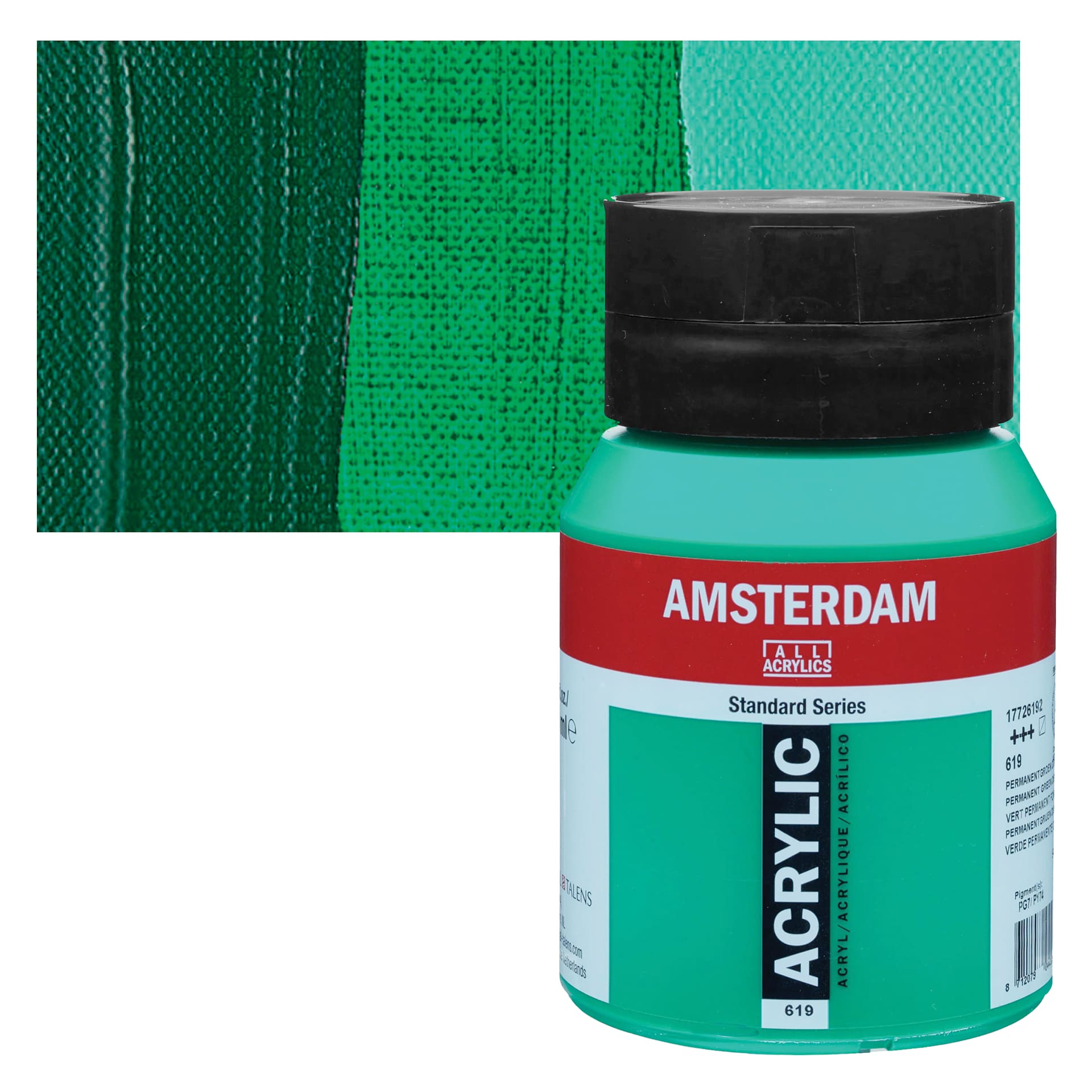 Amsterdam Standard Series Acrylic - Permanent Green Deep, 500 ml Bottle and swatch