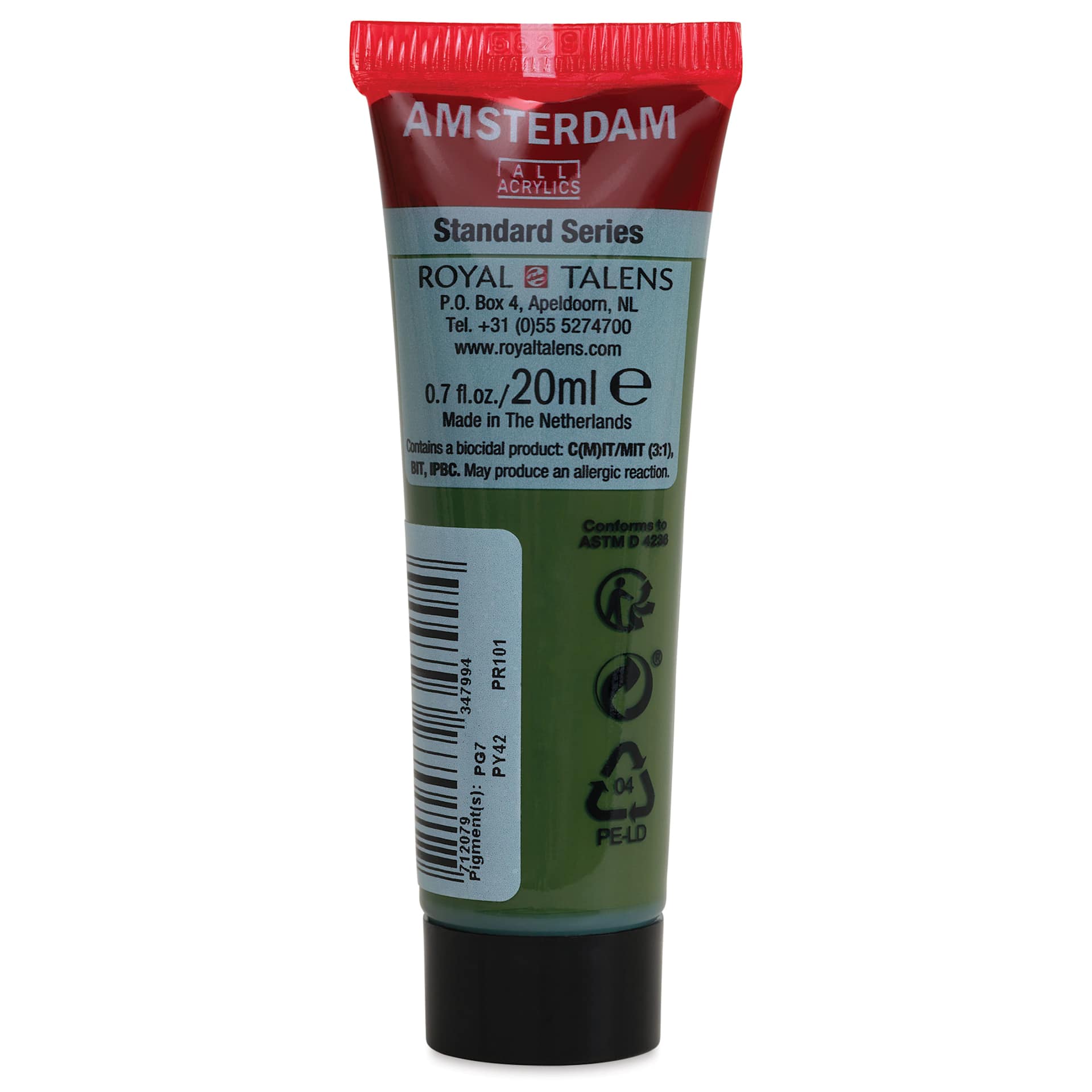 Amsterdam Standard Series Acrylic - Olive Green Deep, 20 ml Tube back