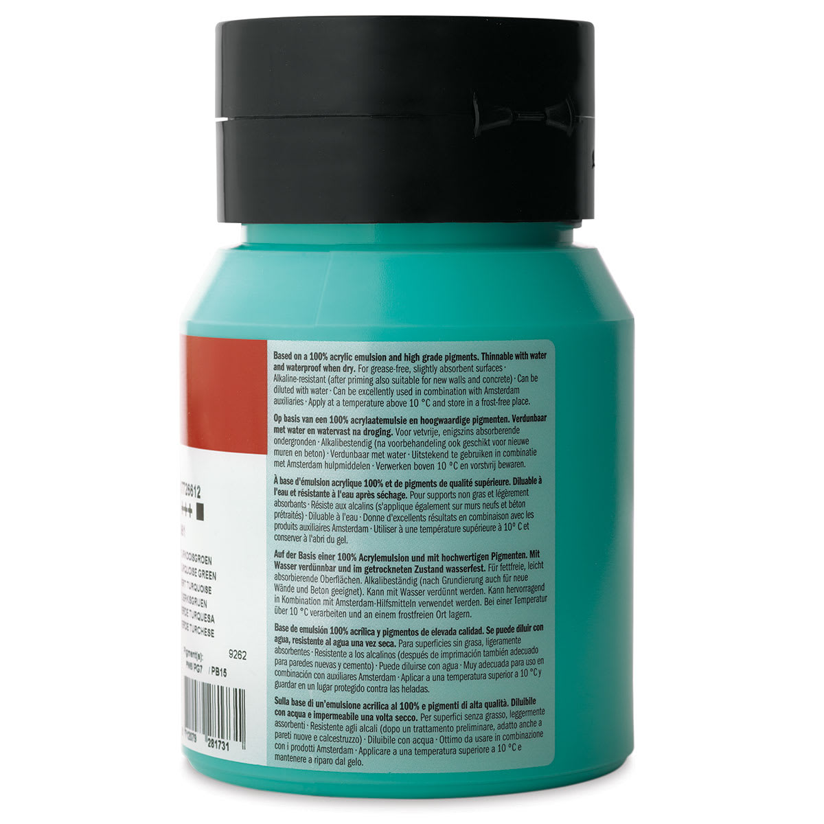 Amsterdam Standard Series Acrylic - Turquoise Green, 500 ml, Bottle back