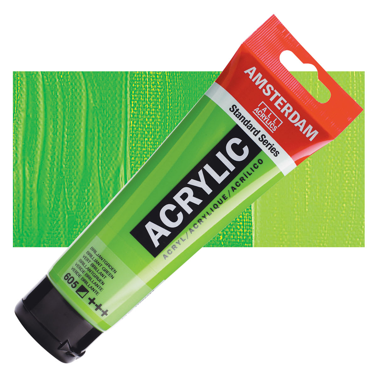 Amsterdam Standard Series Acrylic Paint - Brilliant Green, 120 ml Tube and swatch